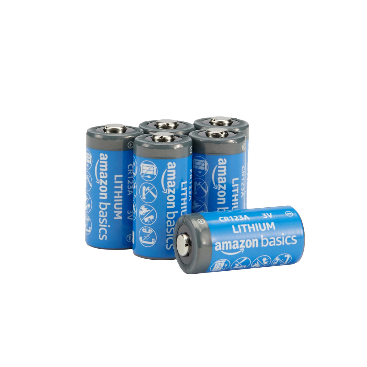 Basics 6-Pack Non-Rechargeable CR123A Lithium Batteries, 3 Volt, Up to 10-Year Shelf Life