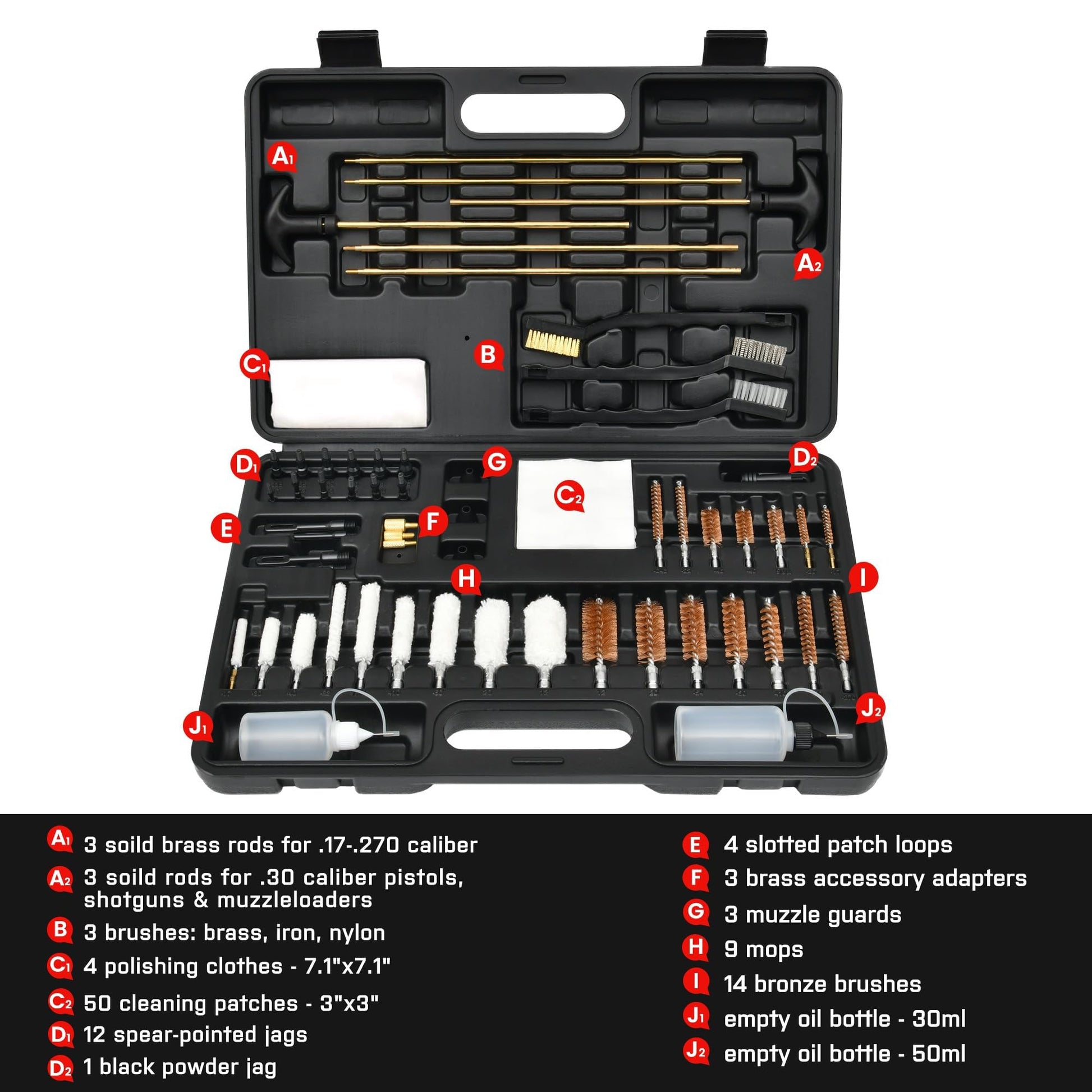 GLORYFIRE Universal Gun Cleaning Kit Hunting Handgun Shot Gun Cleaning Kit with Case Travel Size Portable Metal Brushes