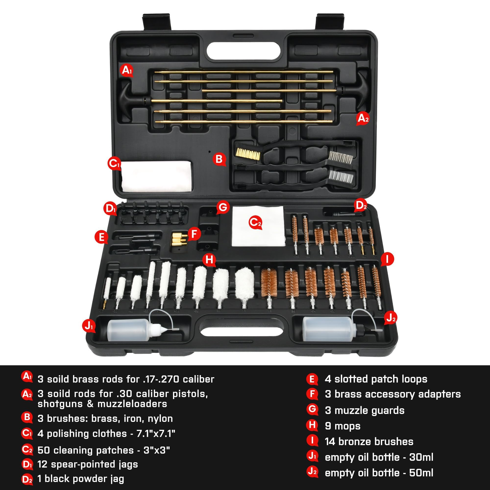 GLORYFIRE Universal Gun Cleaning Kit Hunting Handgun Shot Gun Cleaning Kit with Case Travel Size Portable Metal Brushes