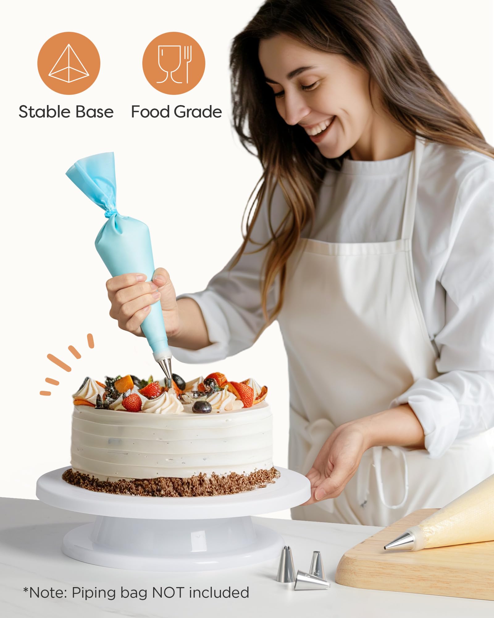 Kootek Cake Stand, 11 Inch Rotating Cake Turntable for Decorating, Display & Baking, Smooth Revolving Spinner Stand (White)