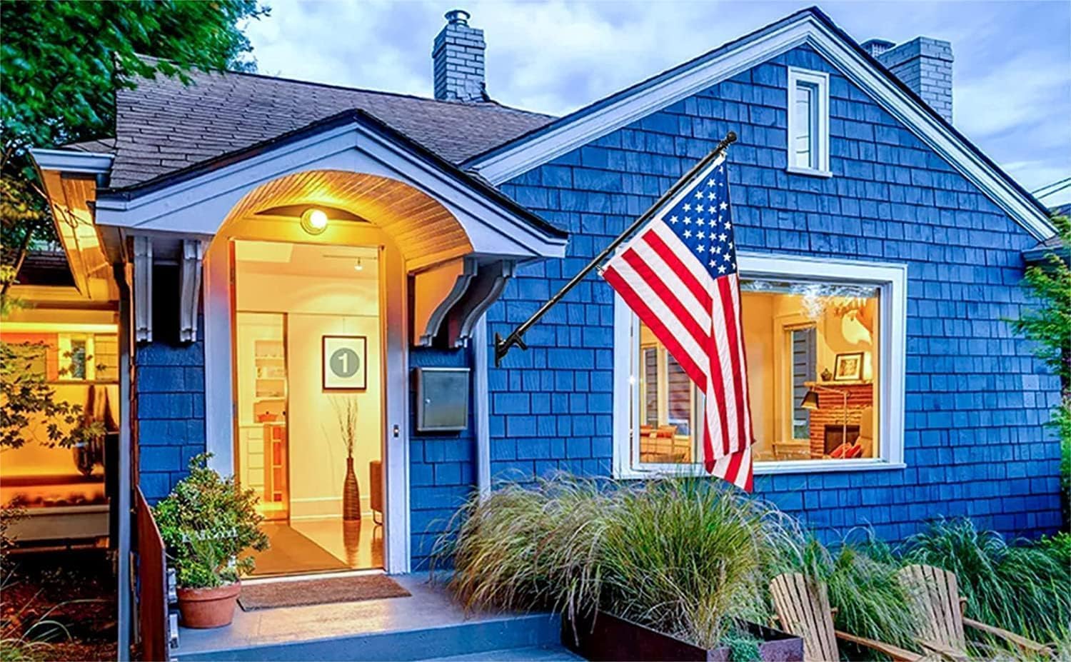 Black Flag Poles for Outside House - 5ft Tangle Free Flag Pole for House,Heavy Duty Metal Flagpole,Outdoor Flagpoles Residential for Porch,Fence (Without Bracket)