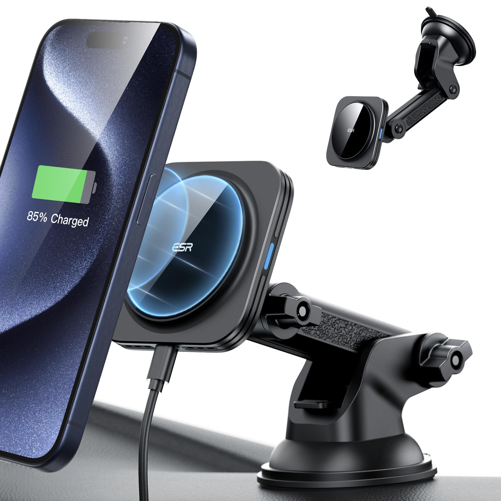 ESR for MagSafe Car Mount Charger, for MagSafe Car Charger, Dashboard/Windshield Magnetic Wireless Car Charger, 360° Rotation, Magnetic Car Phone Holder Mount for iPhone 16/15/14/13/12, Fast Charging