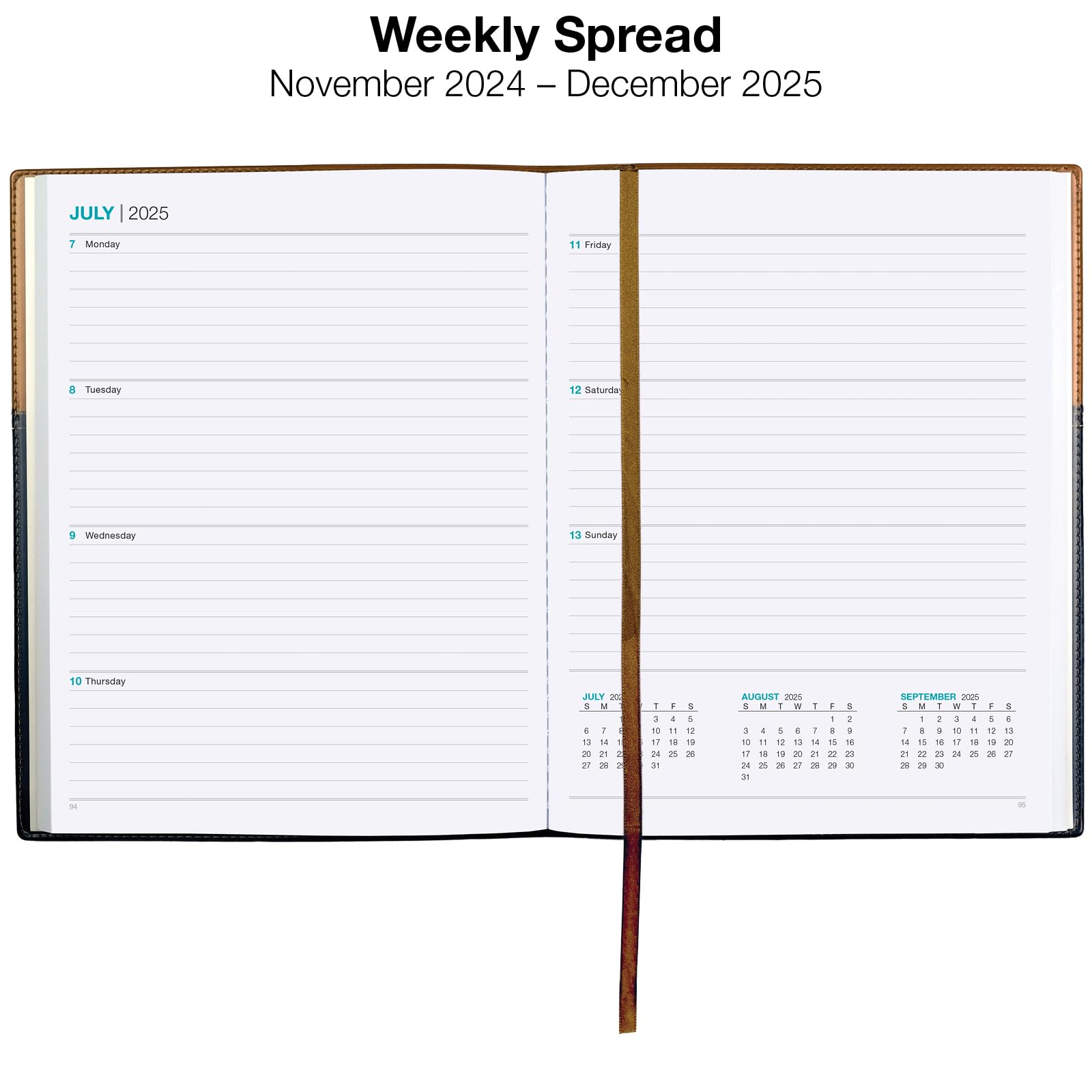 2025 Planner Calendar, 8"x10" : Includes 14 Months (November 2024 - December 2025) / 2025 Weekly Planner/Weekly Agenda/Monthly Calendar Organizer (Brown/Black)