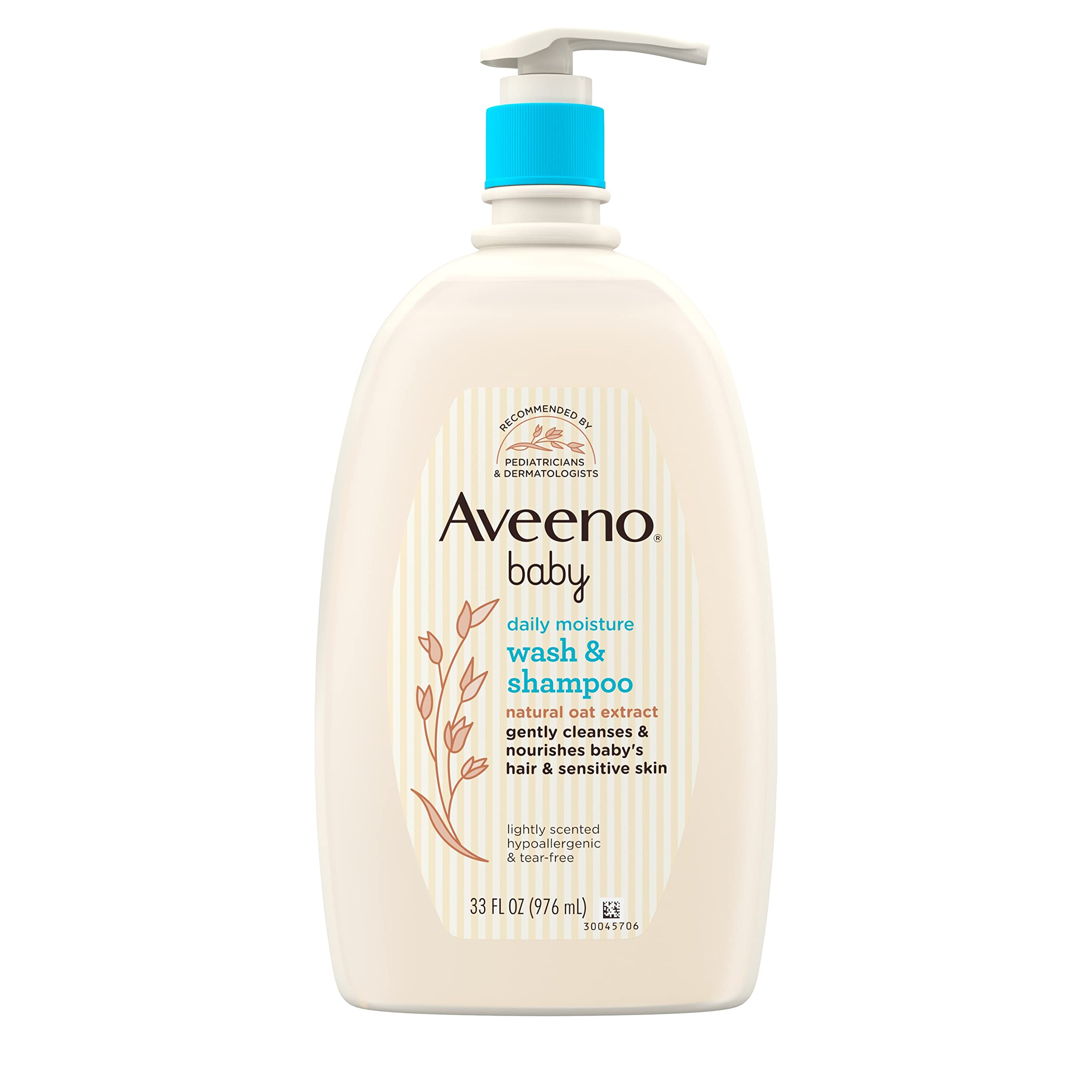 غسول وشامبو الاستحمام اليومي اللطيف للأطفال من Aveeno مع خلاصة الشوفان الطبيعية، تركيبة لا تسبب الحساسية ولا تسبب الدموع وخالية من البارابين للشعر والبشرة الحساسة، معطر بشكل خفيف، 33 أونصة سائلة