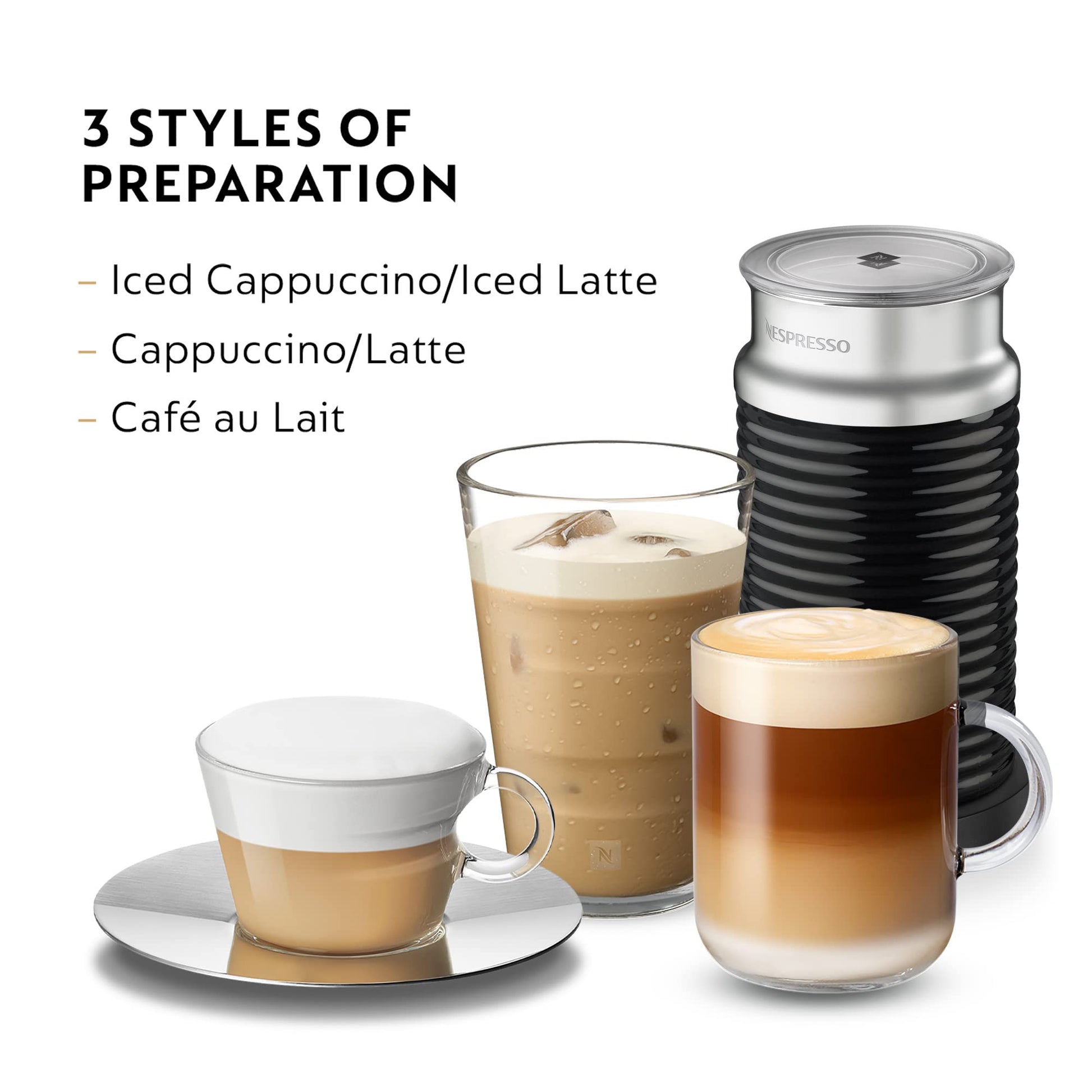 Nespresso Aeroccino 3 Milk Frother, Black, Steel