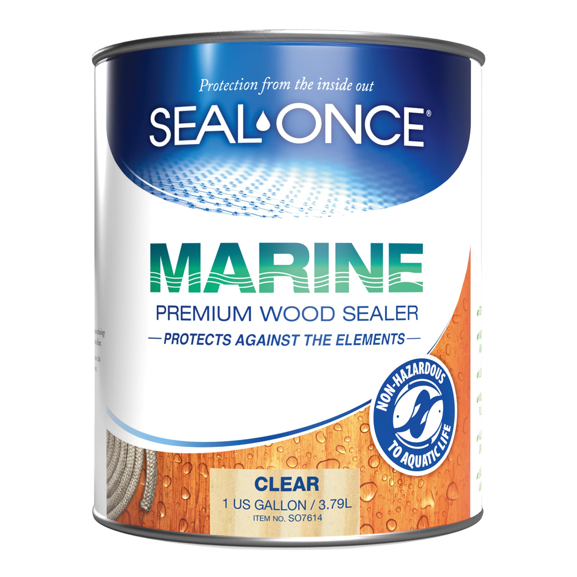 SEAL-ONCE MARINE - 1 Gallon Penetrating Wood Sealer, Waterproofer & Stain. Water-Based, Ultra-low VOC formula for high-moisture areas to protect wood docks, decks, piers & retaining walls.