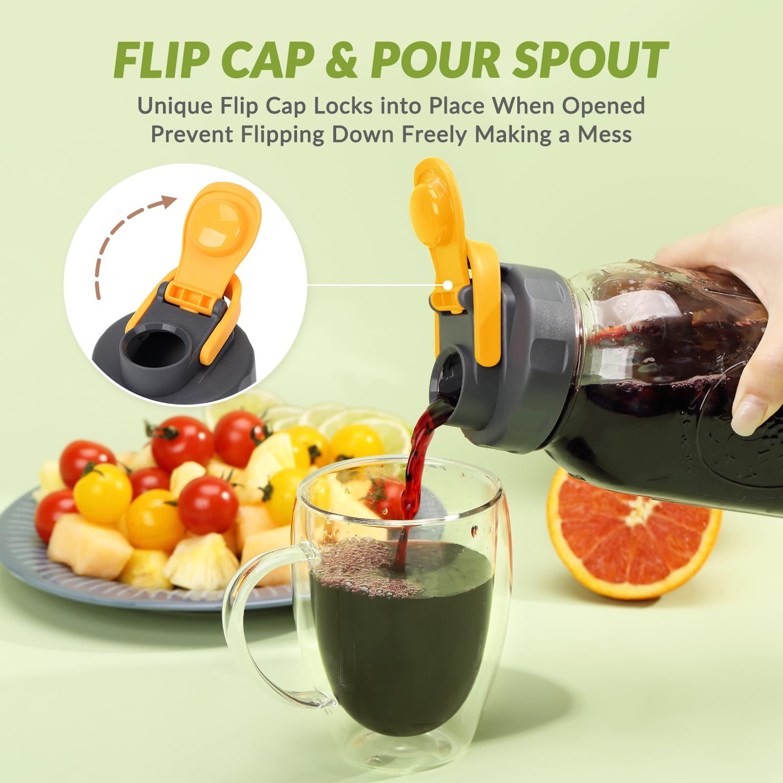 Soligt 6 Pack Mason Jar Lids, Regular Mouth Pour Spout Flip Cap Lids for Ball Brand Mason Jars, Leak Proof Airtight for Drinking Salad Dressing & Food Storing