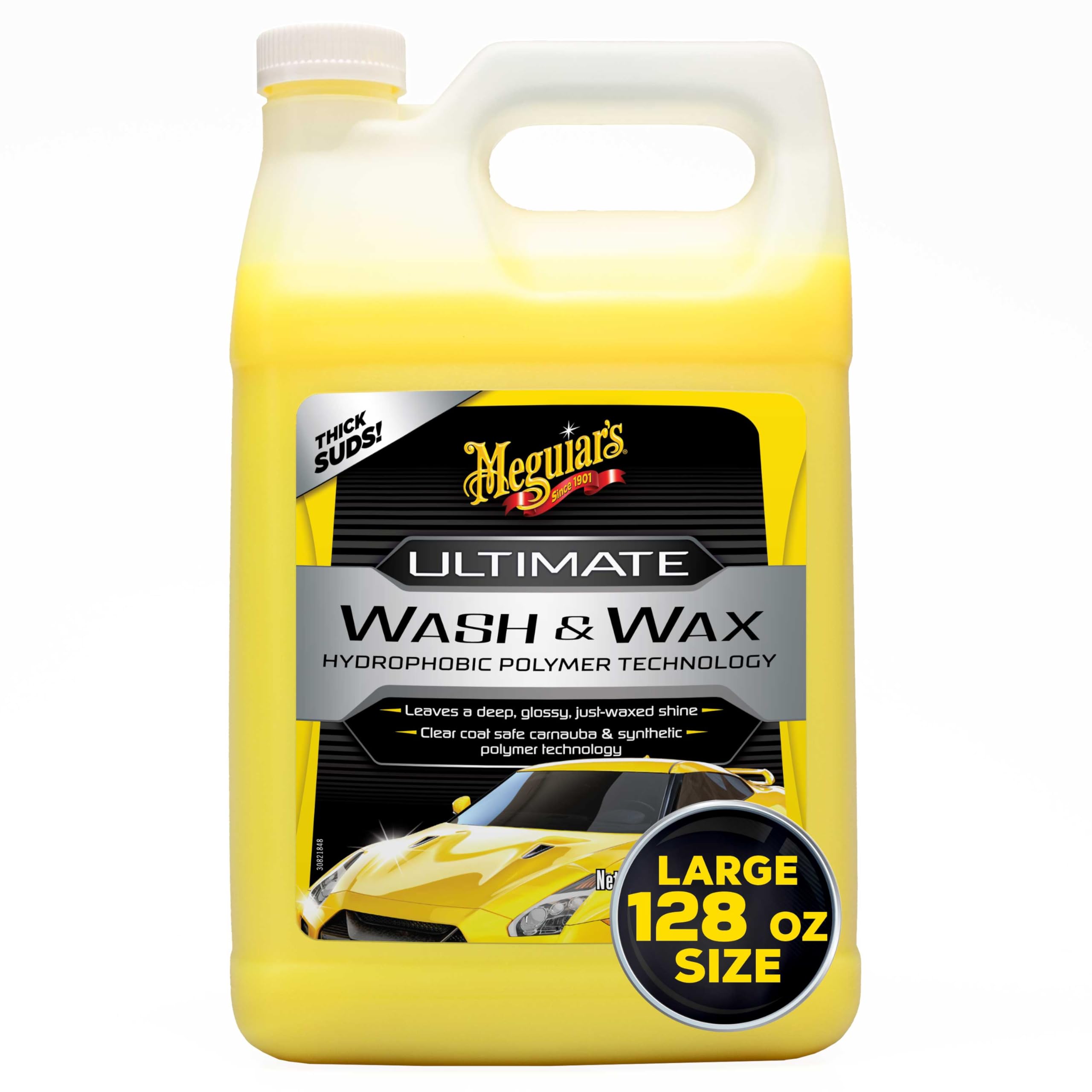 Meguiar's Ultimate Wash and Wax, Car Wash and Wax Cleans and Shines in One Step, Wash, Shine, and Protect with an Enhanced pH Neutral Car Paint Cleaner, 1 Gallon