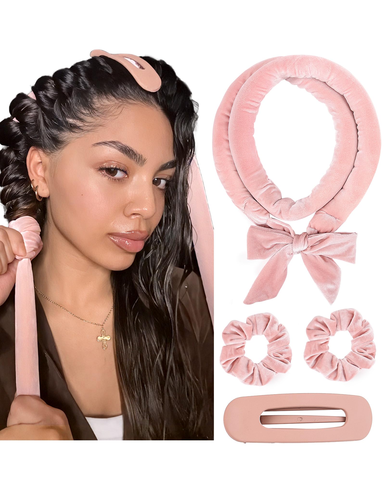 Yanibest Heatless Hair Curler, hitzefreie Haarwickler zum Schlafen, superweiches Band für langes Haar, Heatless Curler Set für die Nacht mit Haargummis und Klammer, für alle Haartypen