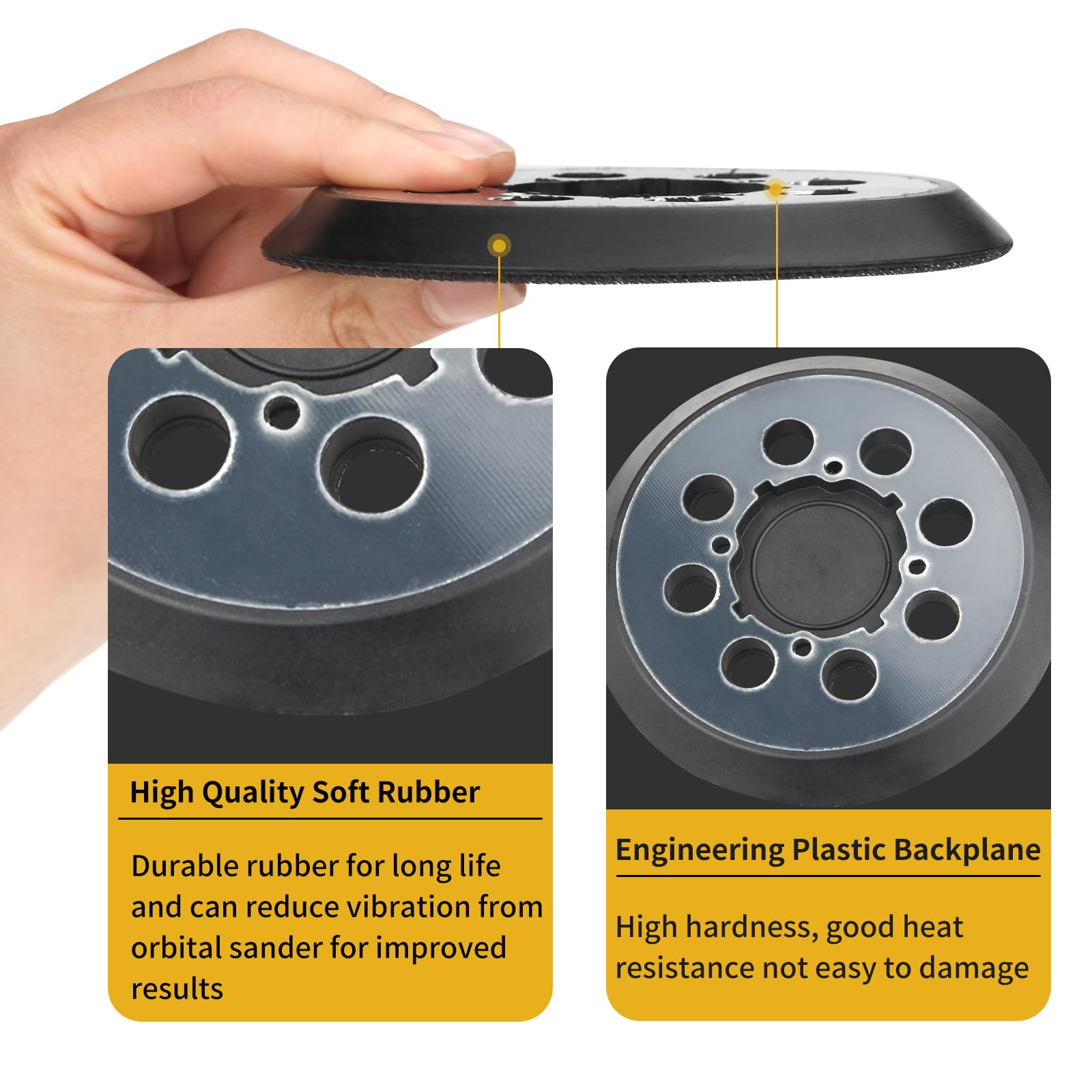 Sander Pad for Dewalt, 2 Pack 5" 8 Hole Hook and Loop Orbital Sander Pad Replacement for DeWalt DWE6421 6421K DWE6423 6423K DCW210B (4 Screw Holes Sanding Part for DeWalt DWE64233 & N329079)