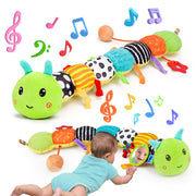 Baby Sensory Toy 0-6 Month Music Animal Stuffed Plush Caterpillar Toy for Infant 0-3-6 Month Tummy Time with Baby Mirror Crinkle Rattle for 6-12 Month Carseat Toys for Newborn Boys Girls Shower Gifts