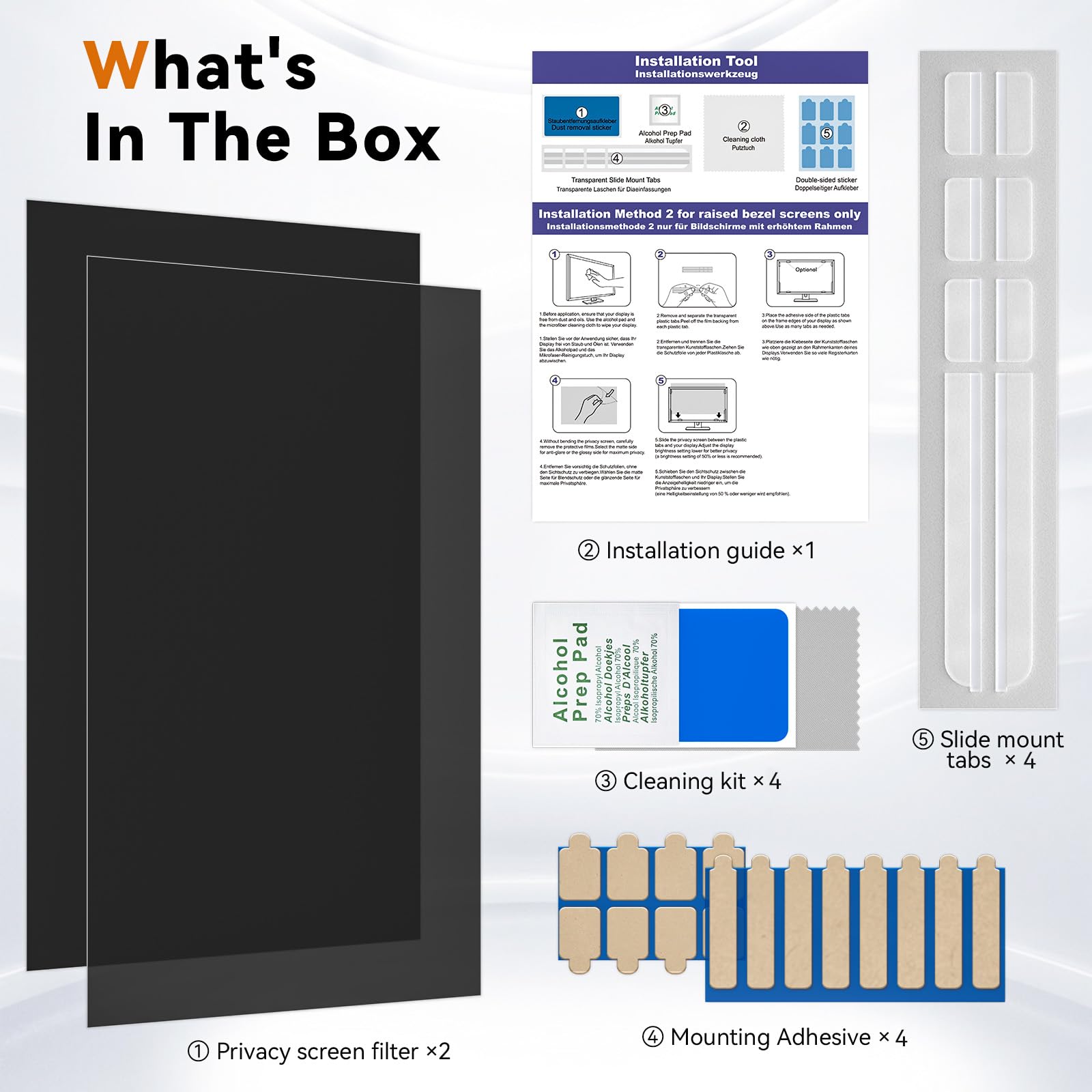 [2 Pack] 24 Inch Computer Privacy Screen for 16:9 Aspect Ratio Widescreen Monitor, Eye Protection Anti Glare Blue Light Computer Monitor Privacy Filter, Removable Anti-Scratch 24in Protector Film