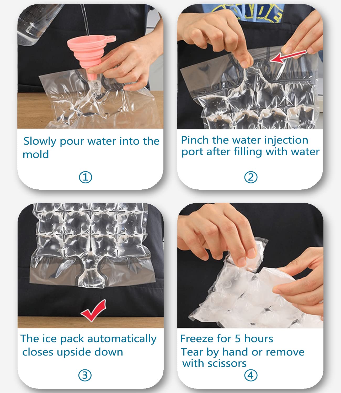 NACOLUS Disposable Ice Cube Trays for Freezer ball ice cube mold ice maker bags BPA-Free 50 PCS