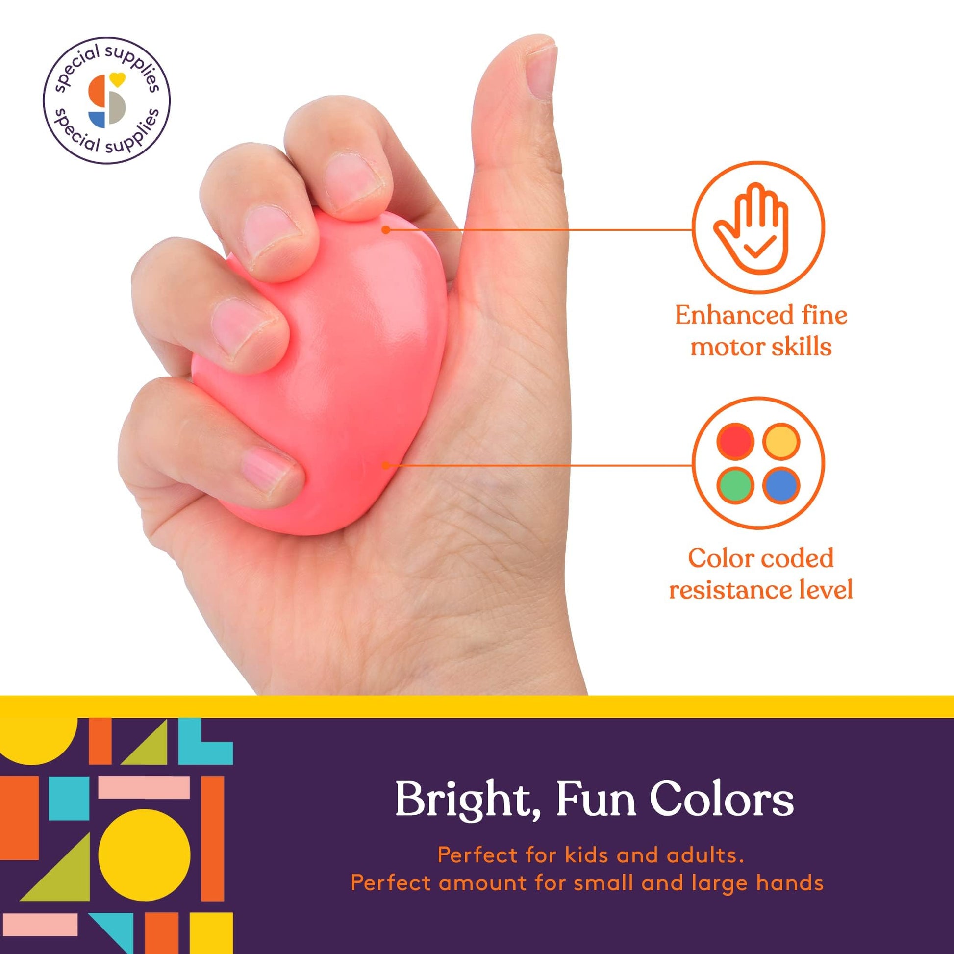 Special Supplies Therapy Putty for Teens and Adults - Resistive Hand Exercise Stress Relief Therapy Putty Kit, Set of 4 Strengths, Three Ounces of Each Putty (Primary Colors)