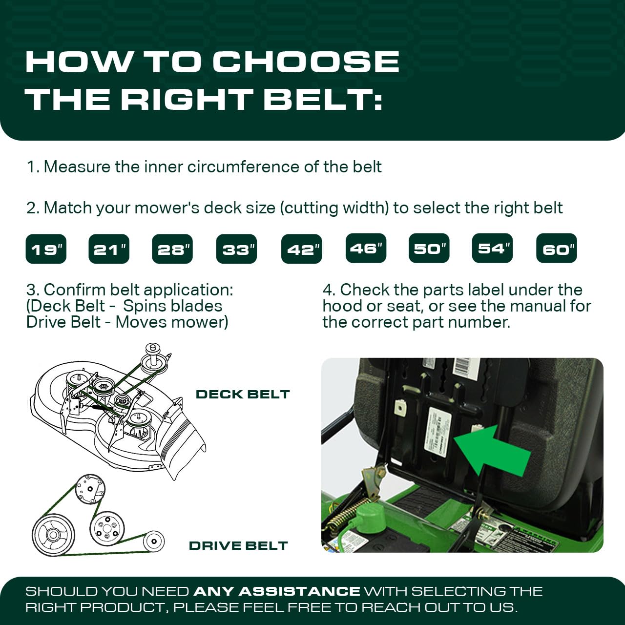 UDC Parts 954-04060C Mower Deck Belt for Troy Bilt Bronco Cub Cadet LTX 1042 LTX1040 42 Inch MTD 954-04060B 954-04060 754-04060B 754-04060 754-05056 Craftsman T1000 T1400 / 96.50 inches/Aramid Cord