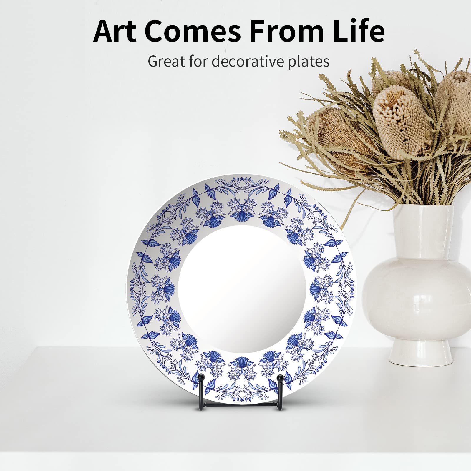 Kruodop 3 Pack 6 Inch Plate Stands for Display, Plate Holder Display Stand, Picture Frame Stand Black Metal Frame Holder Stands for Book,Small Easel,Decorative Plate,Photo and Platter,Tabletop Art