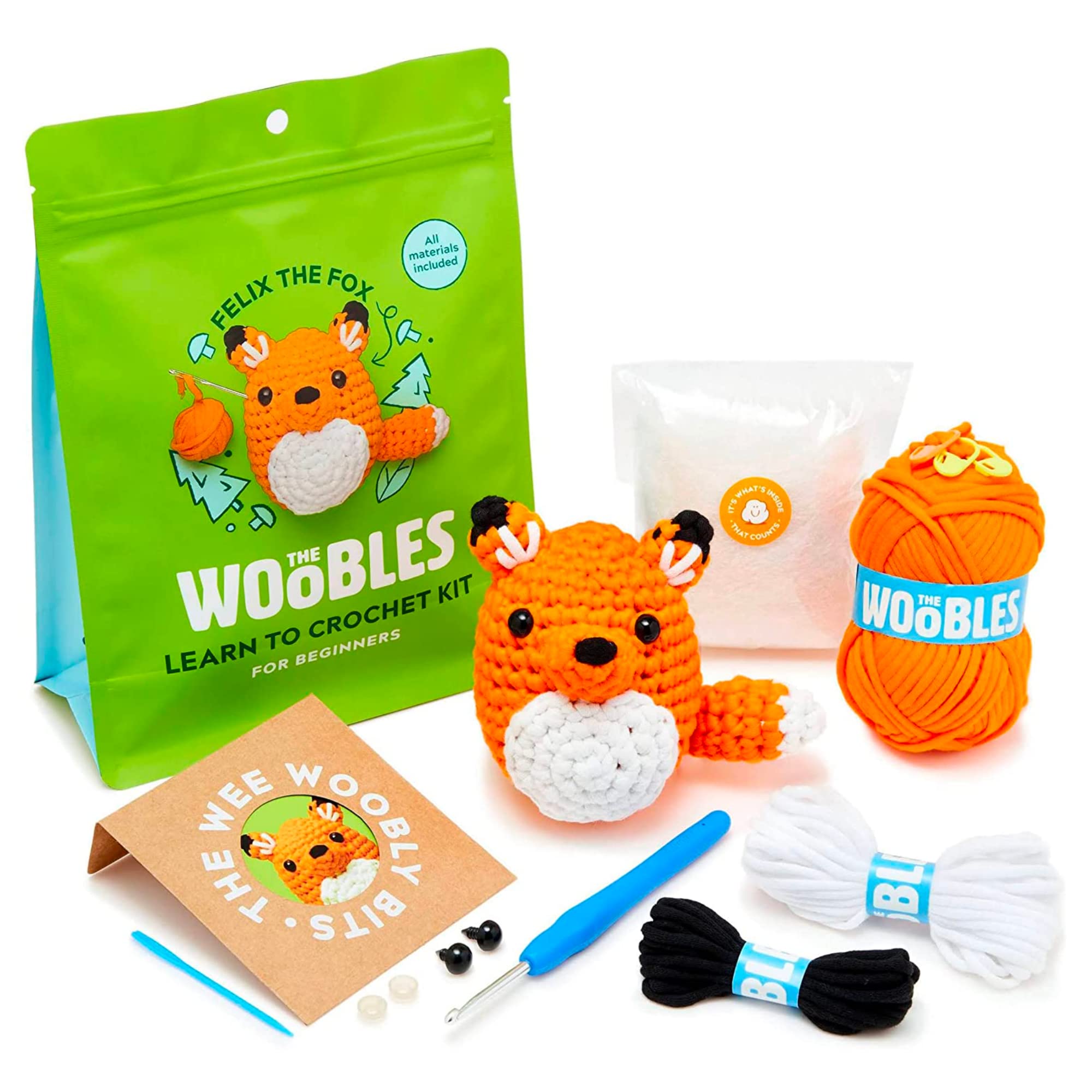 The Woobles Beginners Crochet Kit with Easy Peasy Yarn as seen on Shark Tank - with Step-by-Step Video Tutorials - JoJo The Bunny