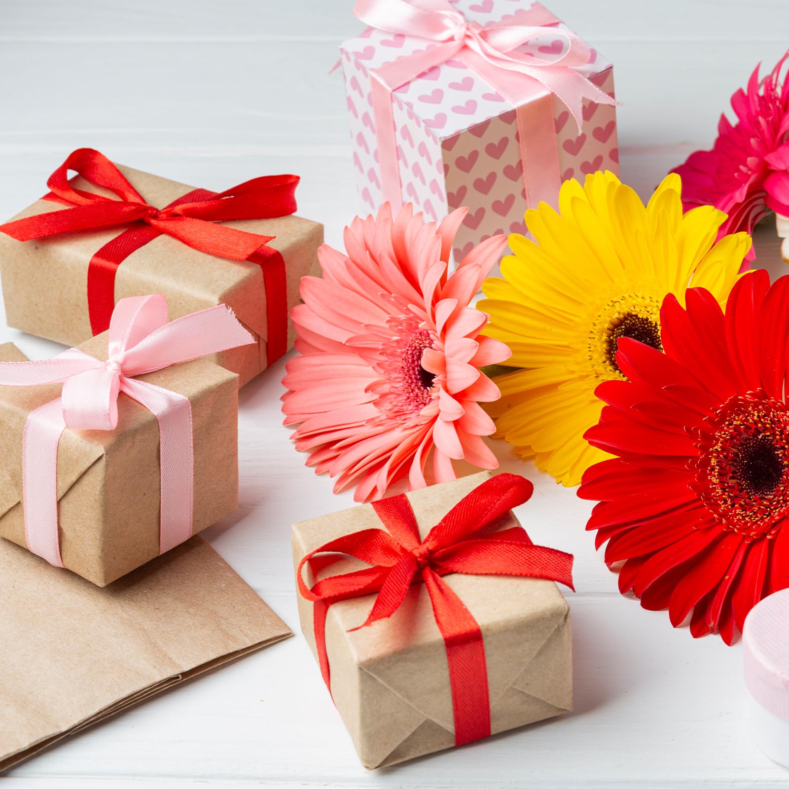 Flezoo 25 Yards Red Satin Ribbon 1 1/2inch, Single Face Polyester Silk Fabric Hair String Ribbon for Craft, Flower Bouquets, Gift Wrapping, Wedding, Bow Making and Valentines Decoration