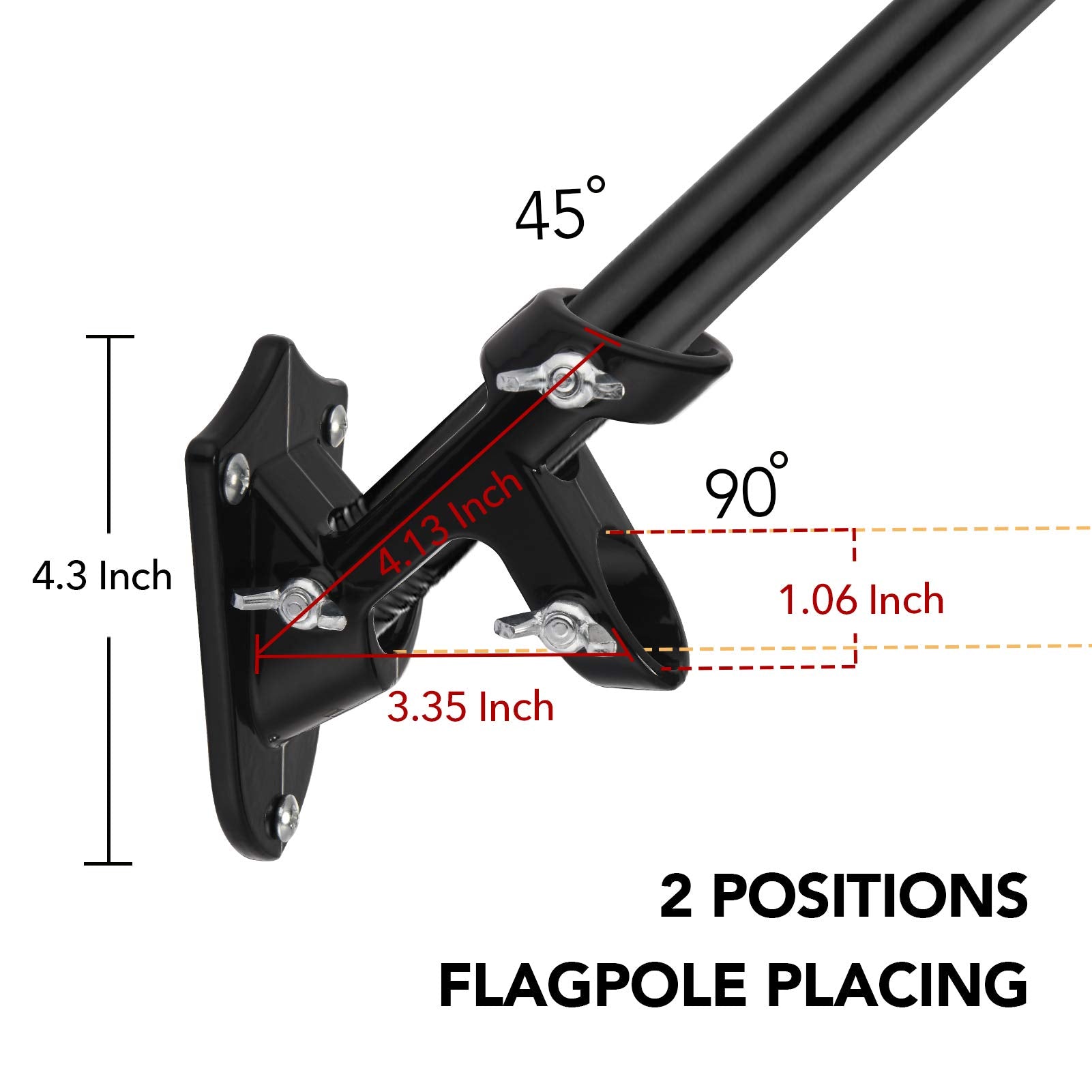 Yeesun Flag Pole,6FT American Flag Pole & Bracket-Flagpoles for 3 x 5 Flags Holder for House Porch & Outdoor,Tangle Free and Wall Mount Flag Pole Kit (Without flag,Black)