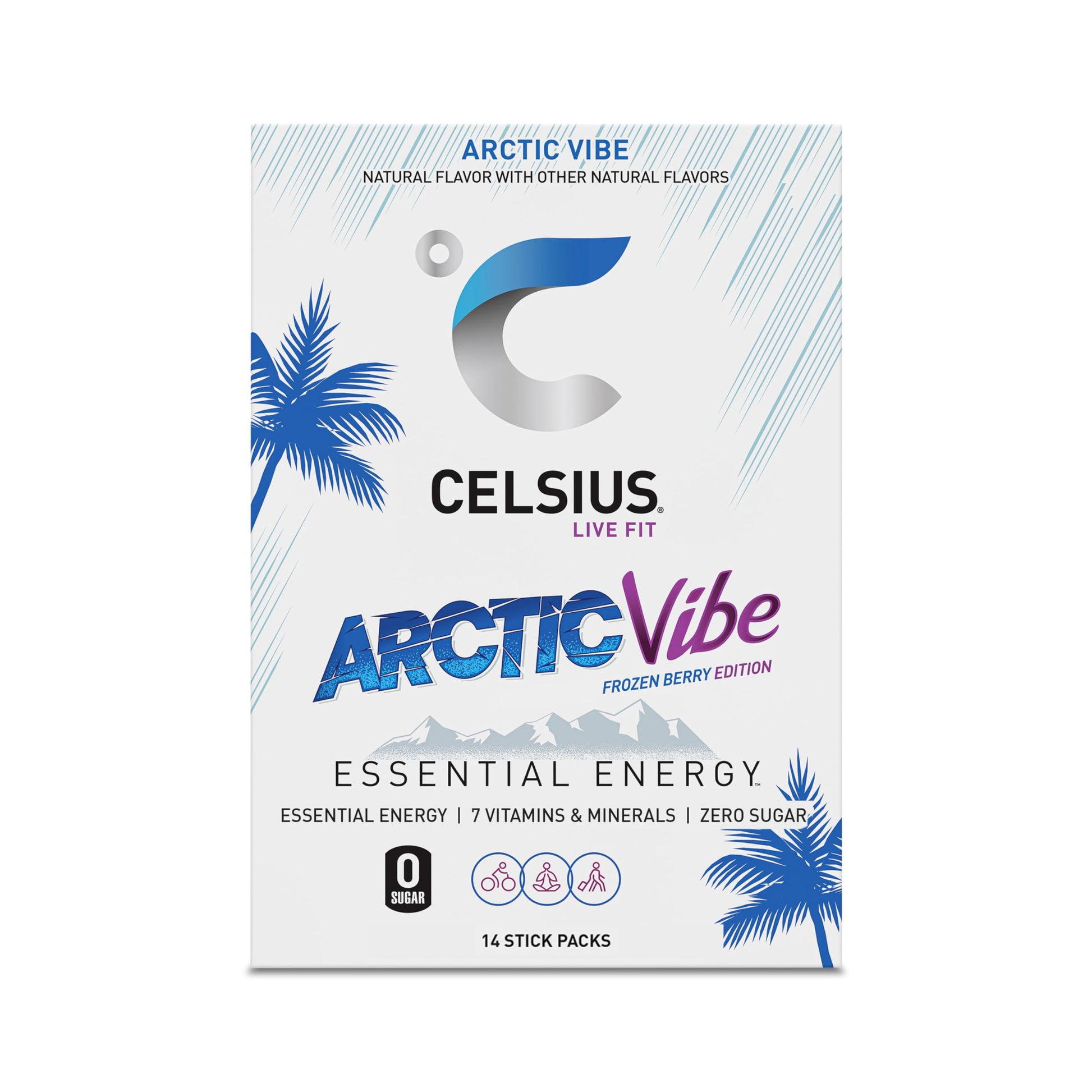 CELSIUS® On-the-Go Powder Sticks Arctic Vibe, Essential Energy 2.5 Oz (14 Sticks per Pack)