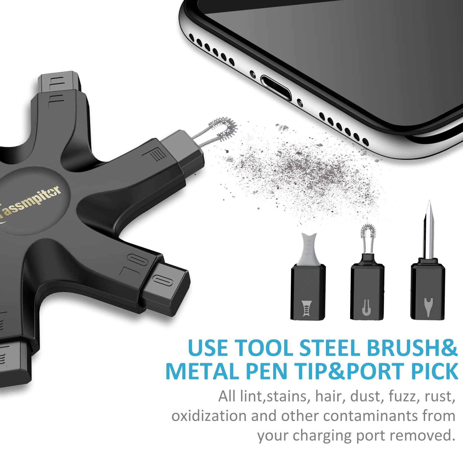 Tassmpitor for iPhone Cleaning Kit Port Cleaner, Repair and Restore Tool for iPad Pro Watch Cell Phone Charging Port, Lightning Charger Cables Speaker Airpod Cleaning Putty Dust for All Devices