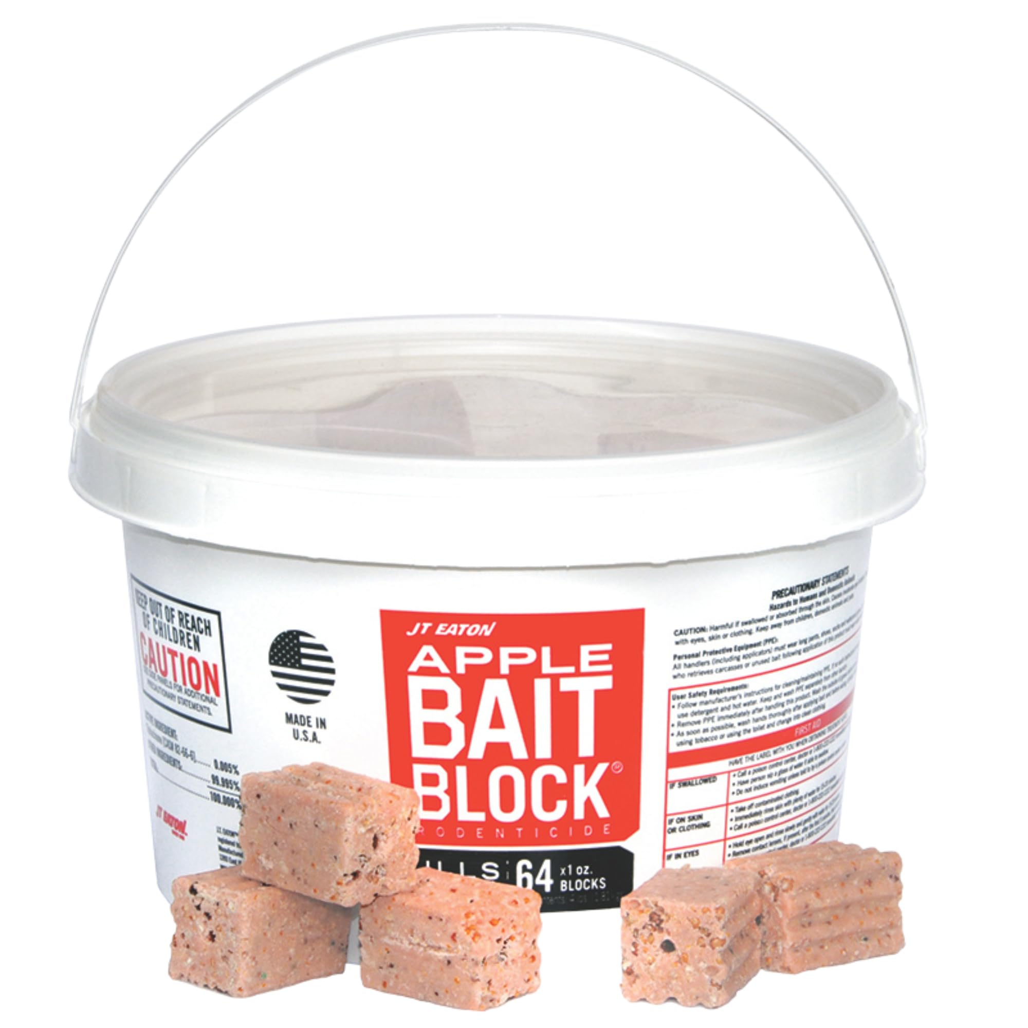 Bait Block Apple Flavor Rodenticide – 4 lb. Pail – Effective Rodent Control Bait Blocks – Long-Lasting and Easy to Use