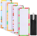 Thboxes 4 Pack Magnetic Note Pad for Fridge with Pen Holder, Totally 200 Sheets Grocery List Magnet Pad for Refrigerator Magnetic Shopping List Pad（Fruit Design）