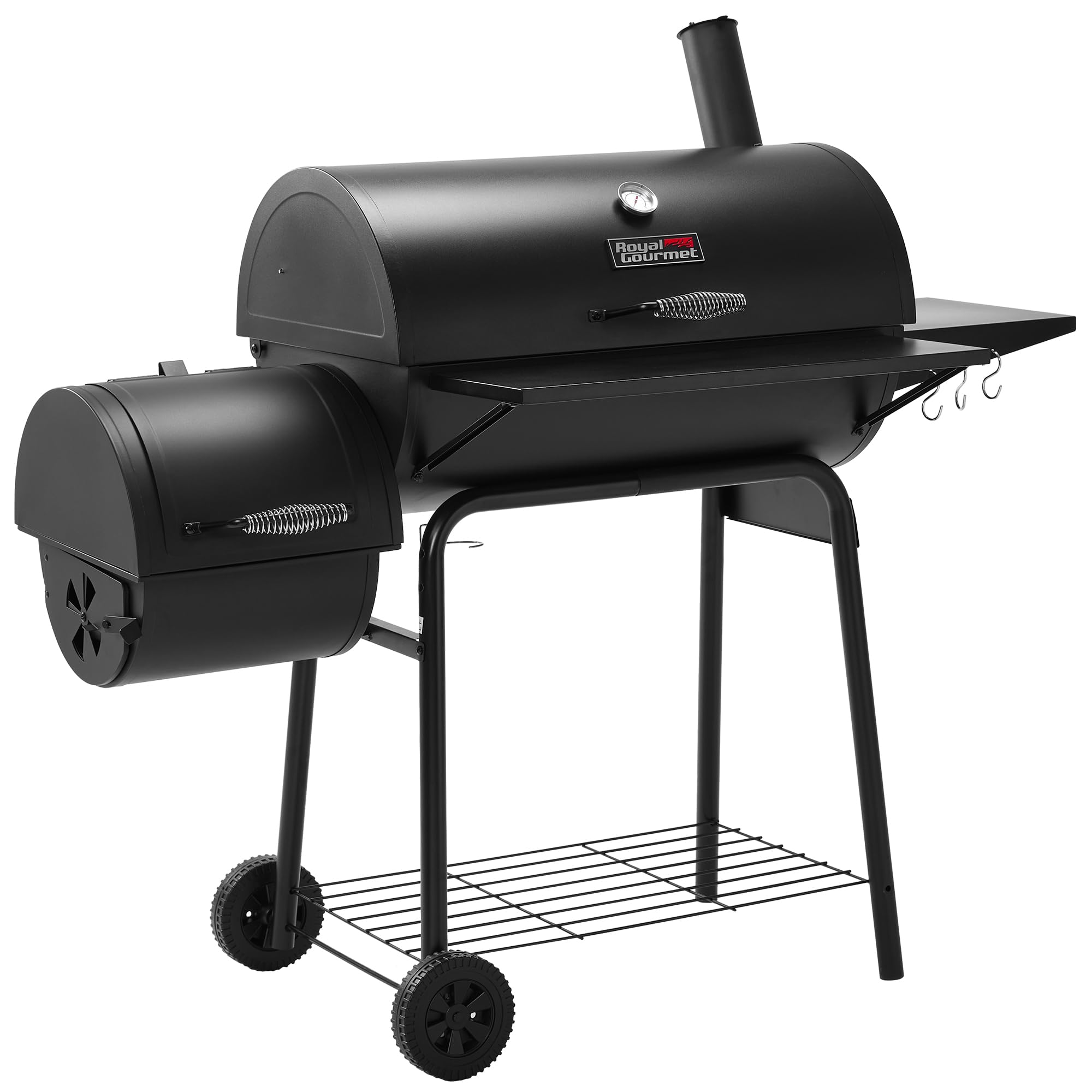 Royal Gourmet CC1830S 30" BBQ Charcoal Grill and Offset Smoker | 811 Square Inch cooking surface, Outdoor for Camping | Black