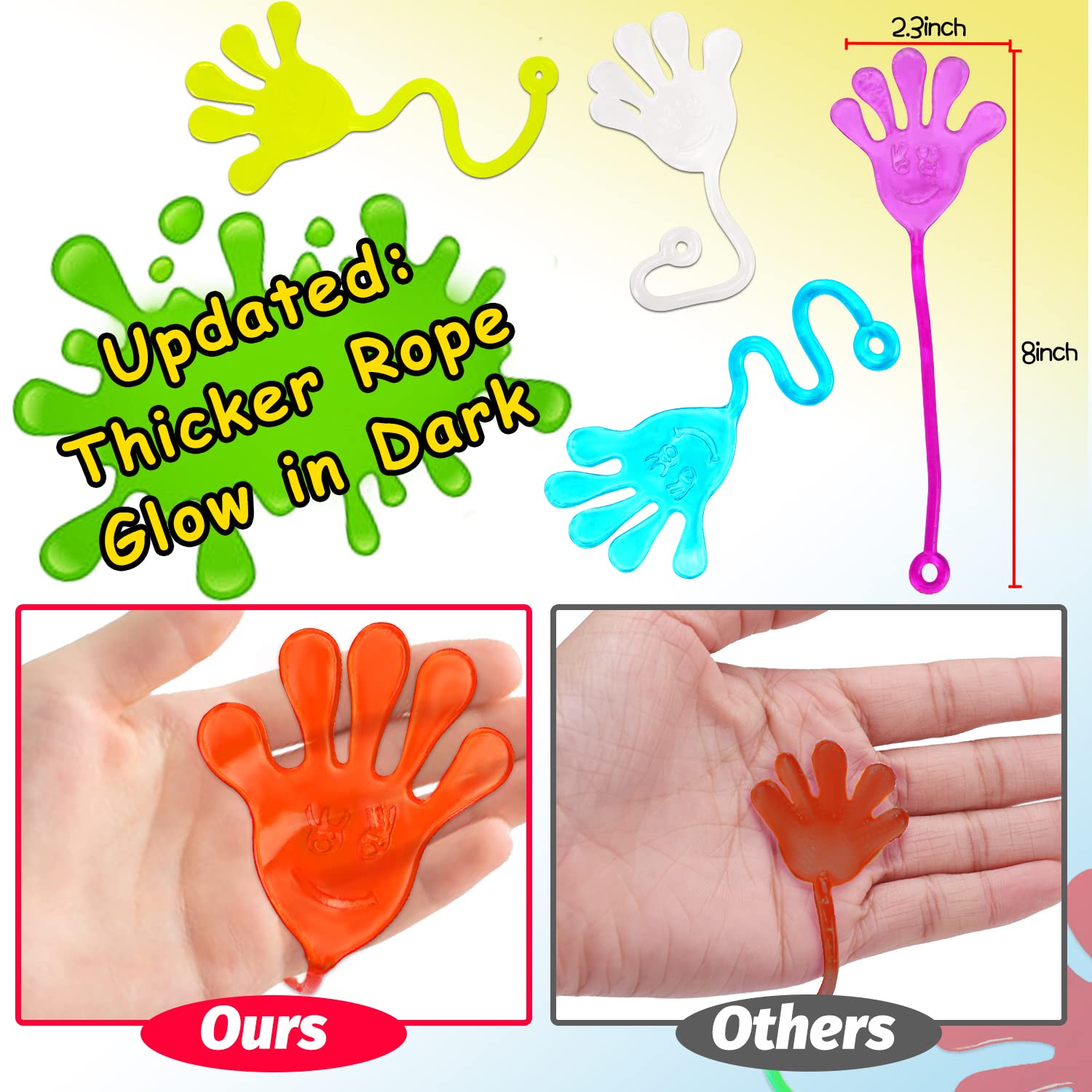 40 Pcs Sticky Hands For Kids Party Favor Goodie Bag Stuffer Stretchy Treasure Box Toy Exchange Classroom Prize Bulk Toy Pinata Filler School Gift Bag Small Favors Slap Hand Christmas Party Supplies