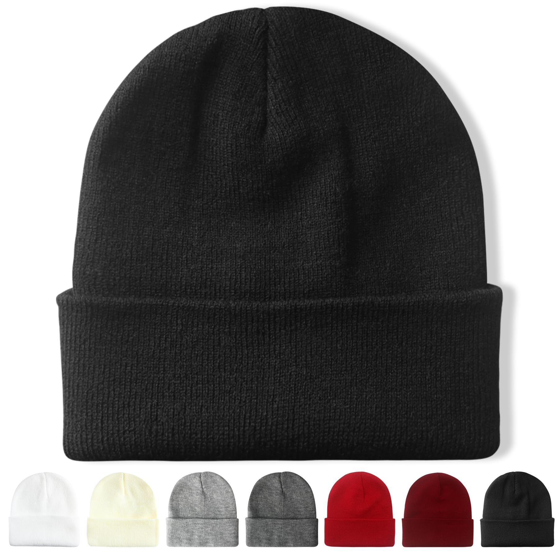 NPQQUAN Unisex Beanie Hats for Men Women Winter Knit Beanies Black