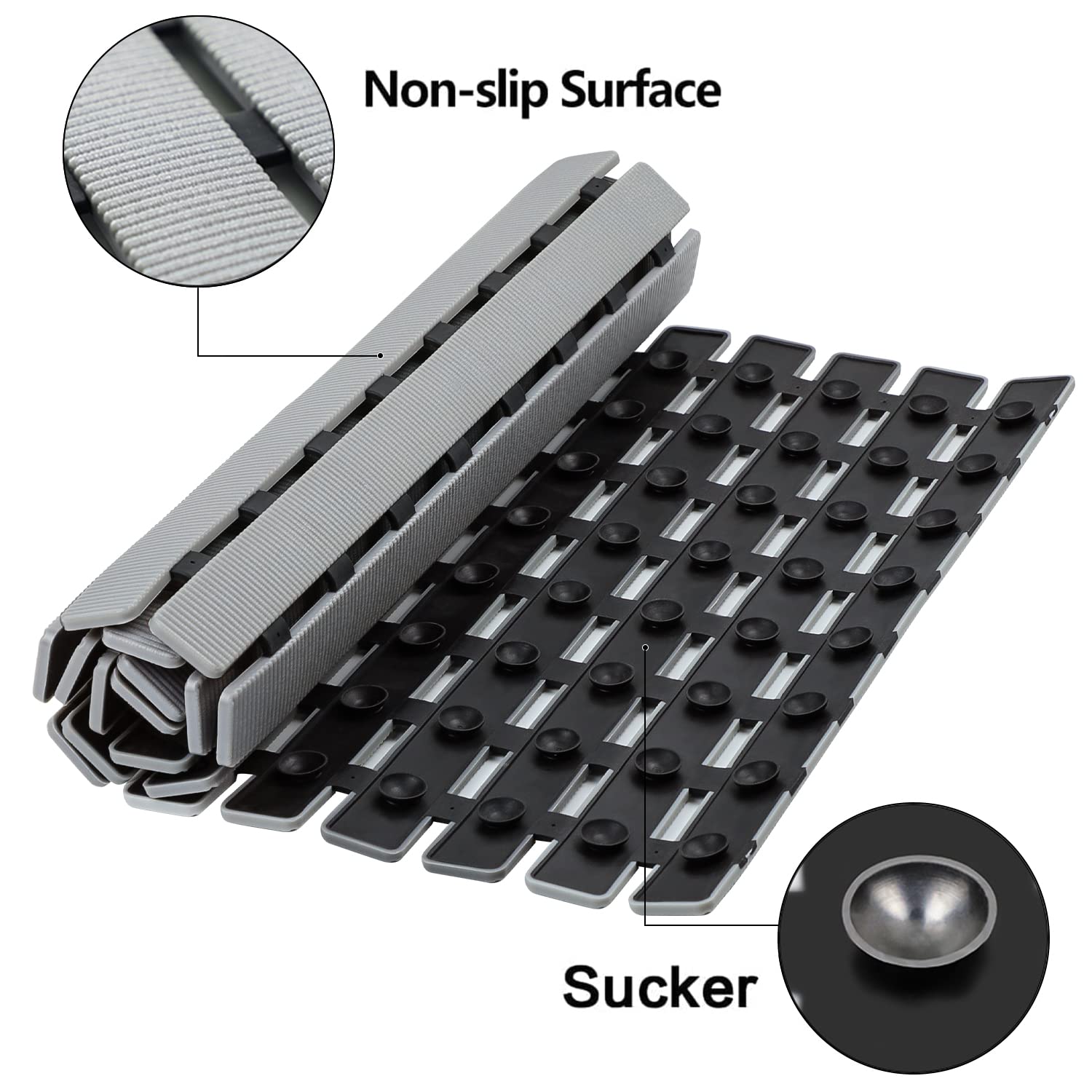 BEMISO BEMISO Shower Mat Non Slip Bathtub Mat with Suction Cups and Drain Holes 27.5 x15.7 Inch Bath Mat for Tub & Shower.Easy Dry,Easy to Cut,Eco-Friendly