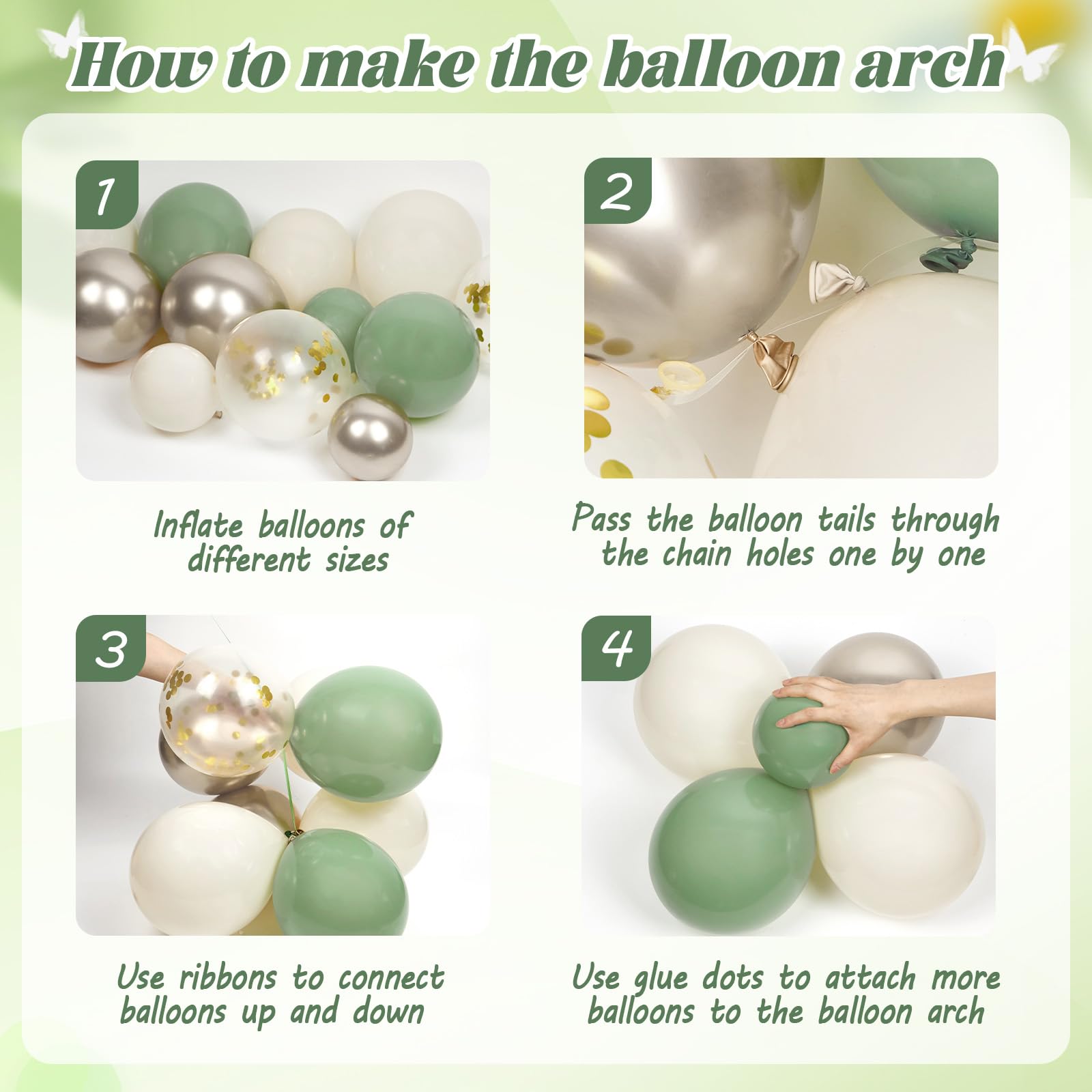 Sage Green Birthday Party Decorations with Happy Birthday Banner Green Fringe Curtain Butterfly Decorations Foil Balloons Happy Birthday Decorations for Women
