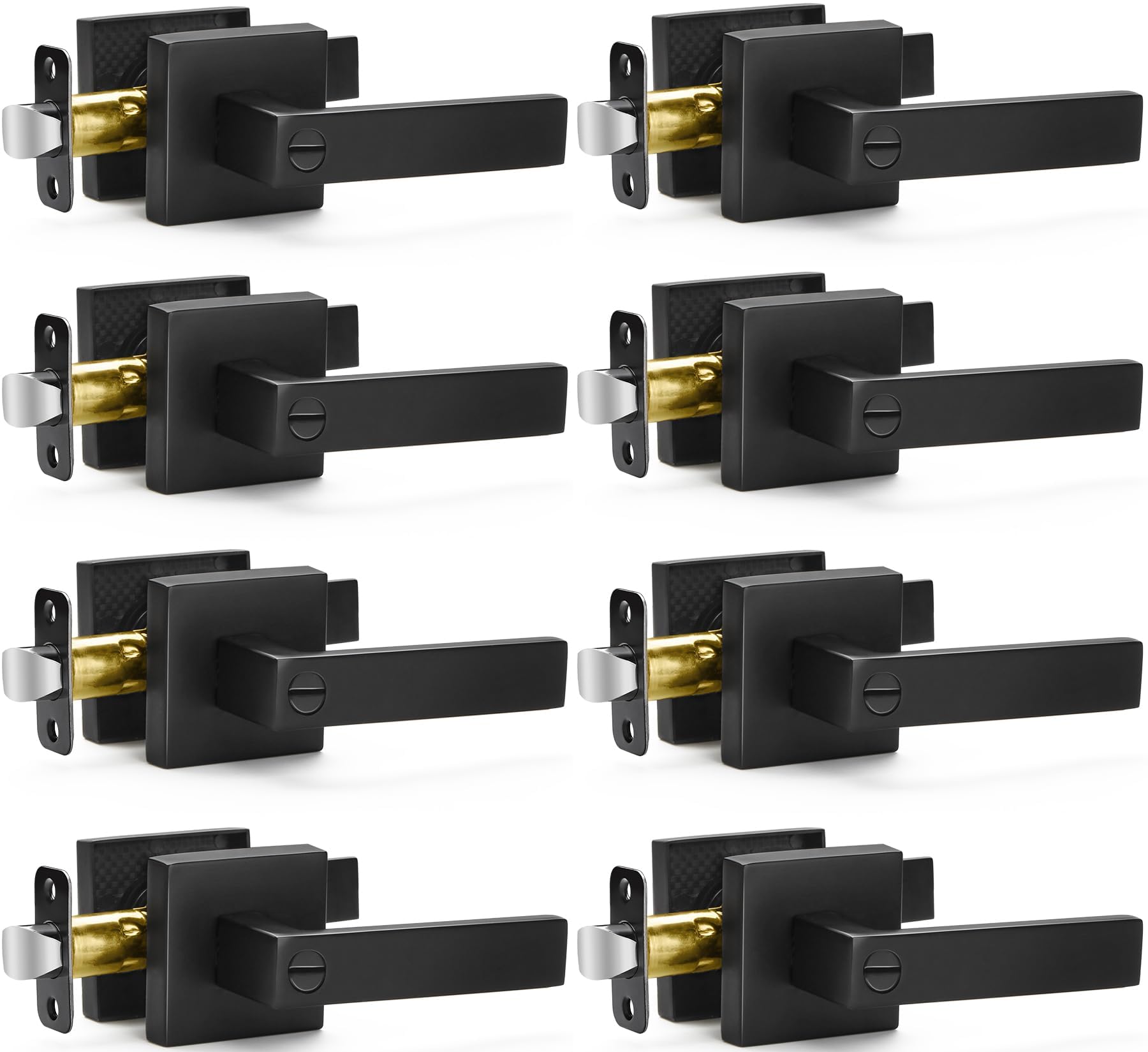 10 Pack Matte Black Door Handles Privacy Door Levers, Keyless Interior Door Knobs Square Door Levers Heavy Duty Door Locks for Bedroom Bathroom, Reversible Flat Levers