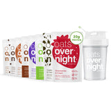 Oats Overnight Party Variety Pack - High Protein, High Fiber Breakfast Protein Shake - Gluten Free Oatmeal, Non GMO Oatmeal - Cookies & Cream, Coconut Cream Pie & More Flavors (8 Pack + BlenderBottle)