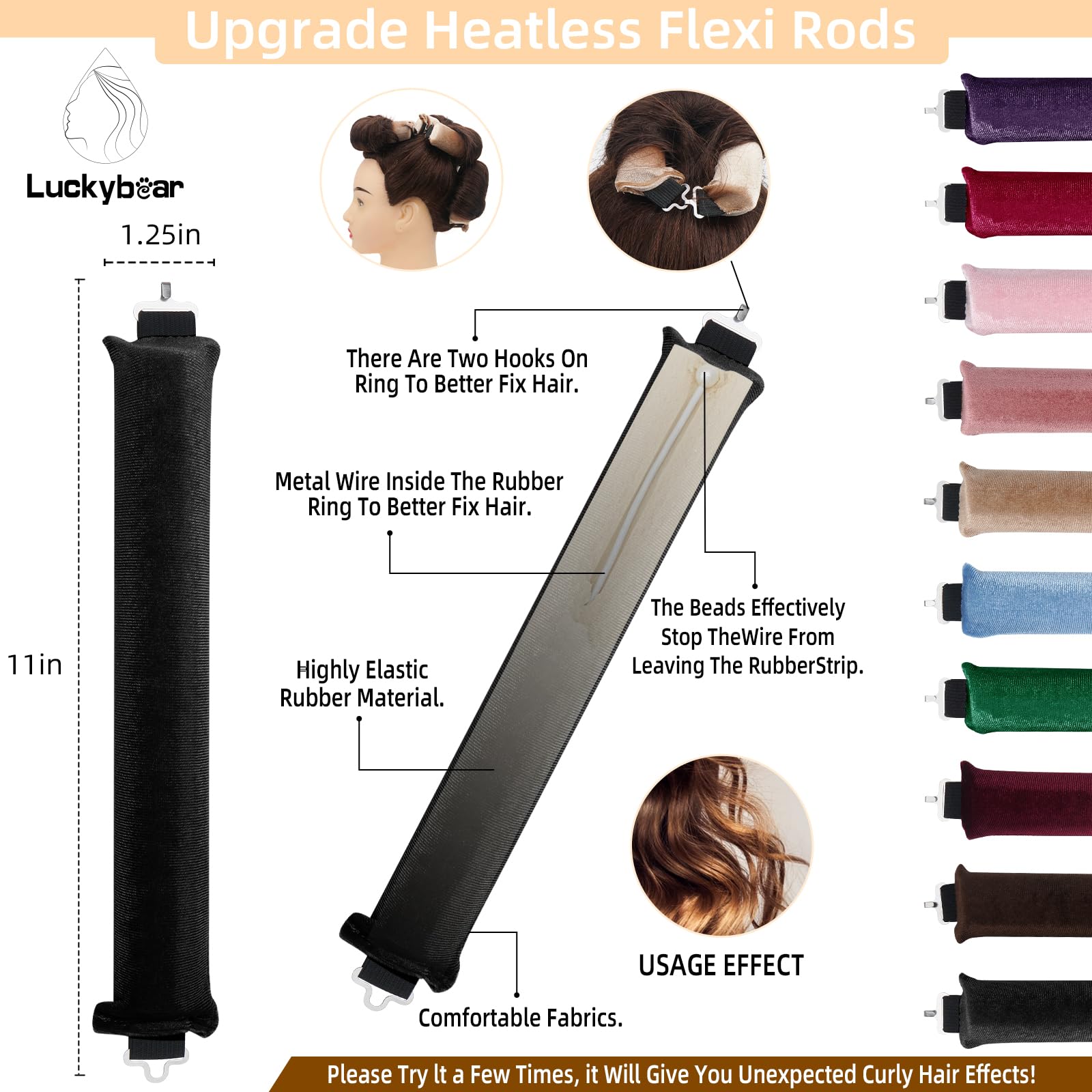 Overnight Heatless Hair Curler Blowout Rods Jumbo Heatless Curls Satin Jumbo Flexi Rods to Sleep in,Soft Heatless Rod for All Hair Types,No Heat Overnight Sleeping Curls Styling Tools 3pcs Khaki