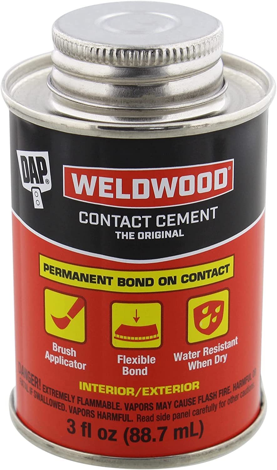 DAP Weldwood Contact Cement 3oz. Tan, Water Resistant, Strong, Instant Bond