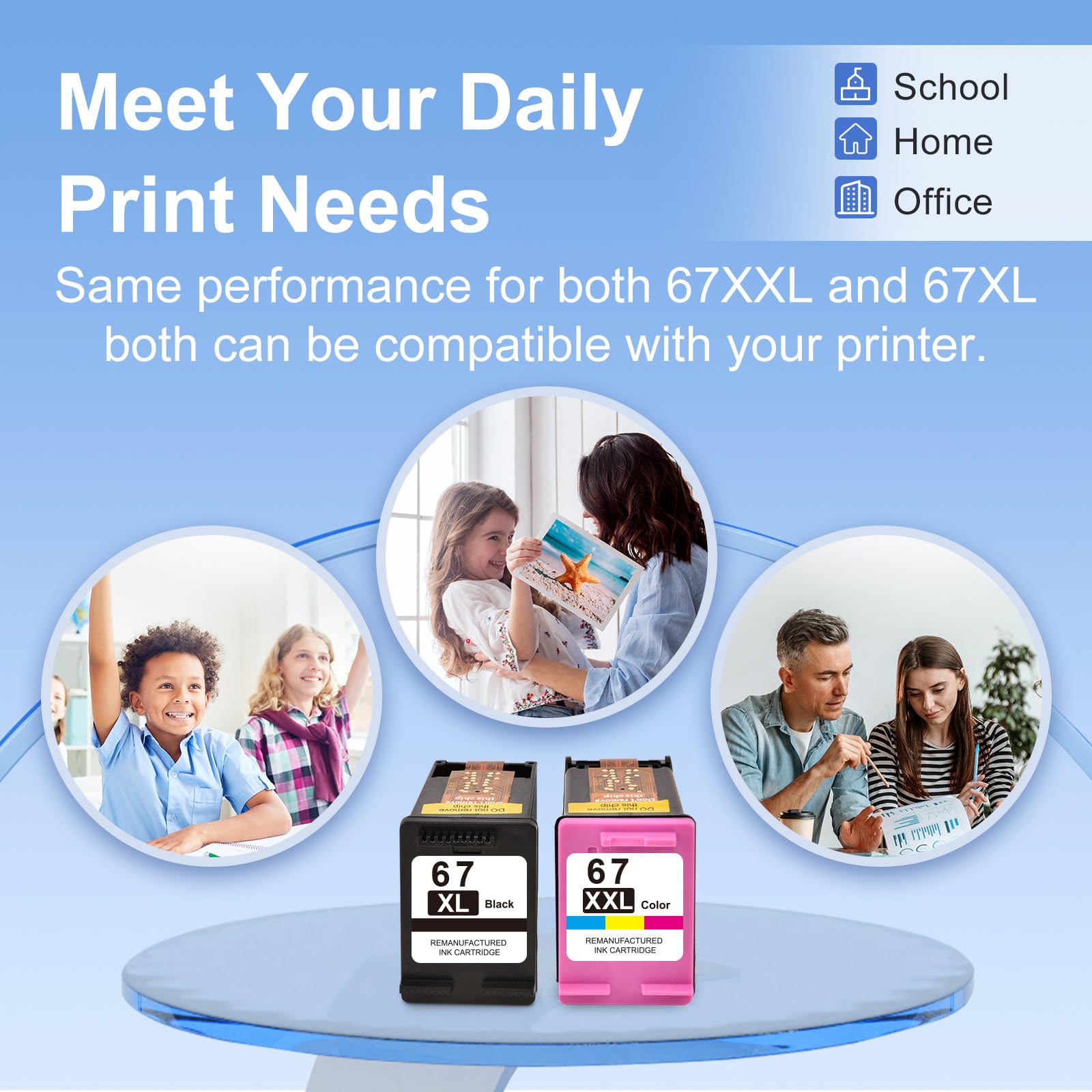 67XL HP Printer Ink for HP Ink 67 Replacement for HP 67 Ink Cartridges Black/Color Combo Pack HP67 DeskJet 2755e 2855e 2700 2800e 2700e 4255e 4155e Envy 6055e 6000 6455e 6400 Printer Ink HP 67 XL