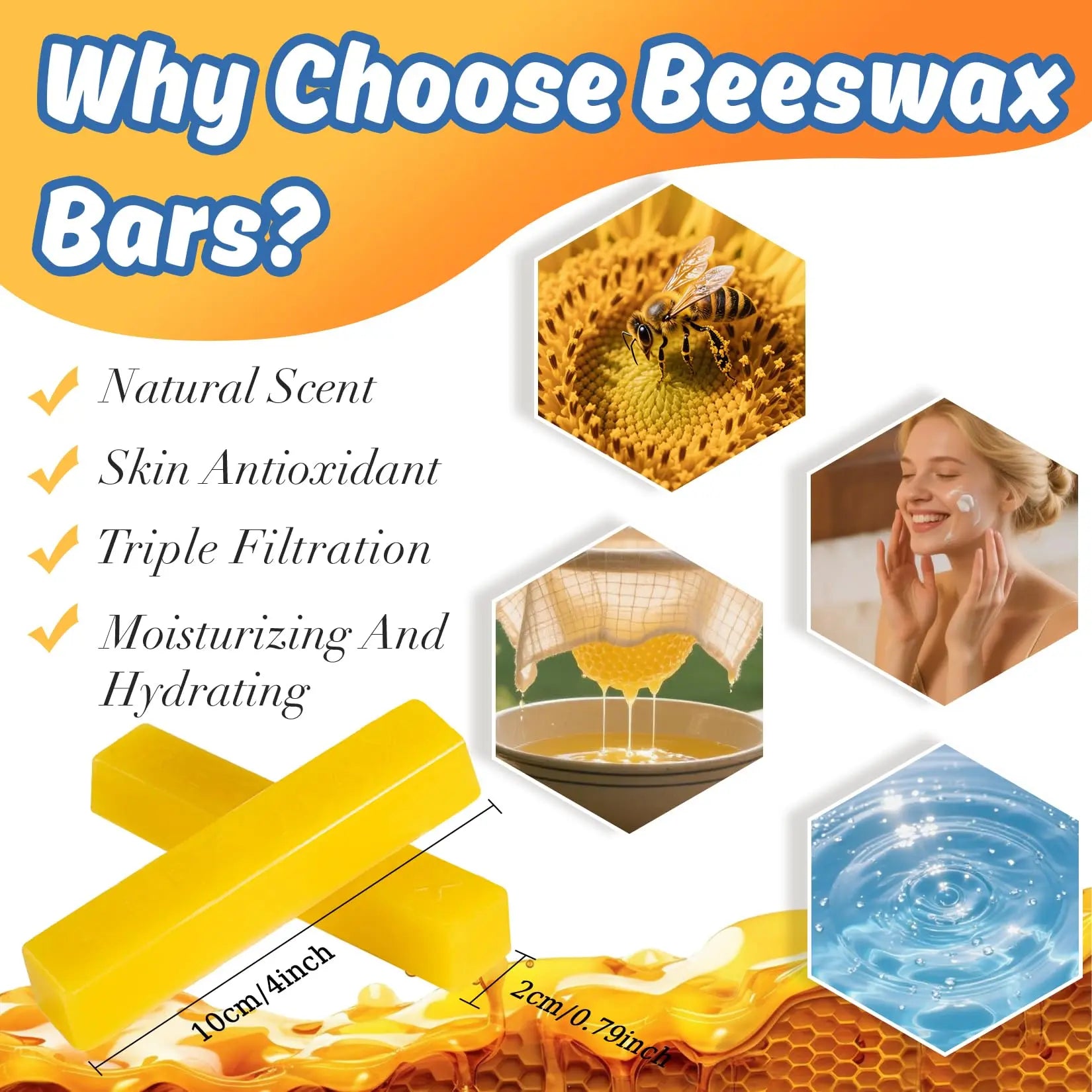 Sukh 12PCS Yellow Beeswax-Bar - 290g(10.23oz) Beeswax Block - Wax Bar Yellow Beeswax Bulk Bar of Wax Yellow Beewax for Candles Triple Filtered Skincare,Lip Balms,Lotions,DIY Projects,Soap