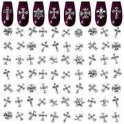 100Pcs Silver Cross Nail Charms for Nails Design - Nail Charms Y2K Nail Cross Charms for Nails Nail Gems Silver Nail Charms and Gems 3D Nail Charms - Nail Art Charms Nails With Charms Cross Nail Charm