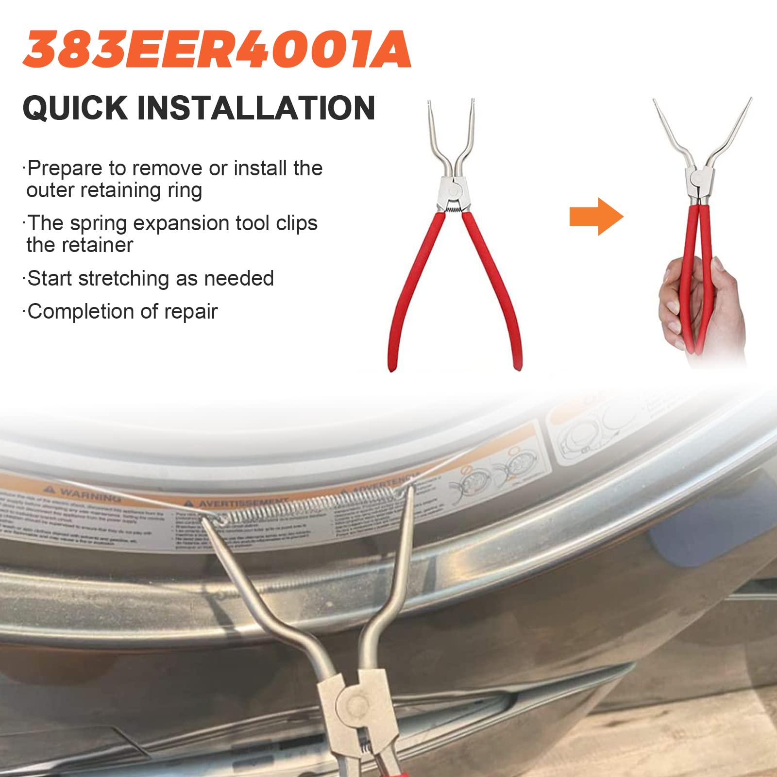 383EER4001A Washer Inner/Outer Tub Spring Expansion Tool by Beaquicy - Replacement for L-G Samsung Washing Machine - Solid Metal Washer Spring Expansion Tool can spread to a maximum of 4.3 inches