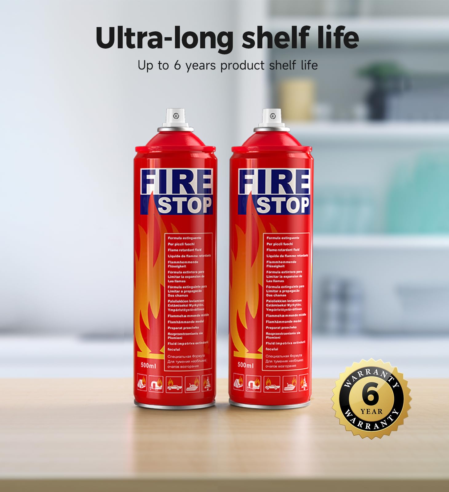 AmzBoom Fire Extinguisher 2-Pack with Mounting Bracket for Home, Kitchen, Car, Grill - Portable Small A, B, C, K Fire Extinguisher - 8-in-1 - Prevents Reignition.
