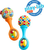 Fisher-Price Newborn Toys Rattle 'n Rock Maracas, Set of 2 Soft Musical Instruments for Babies 3+ Months, Blue & Orange