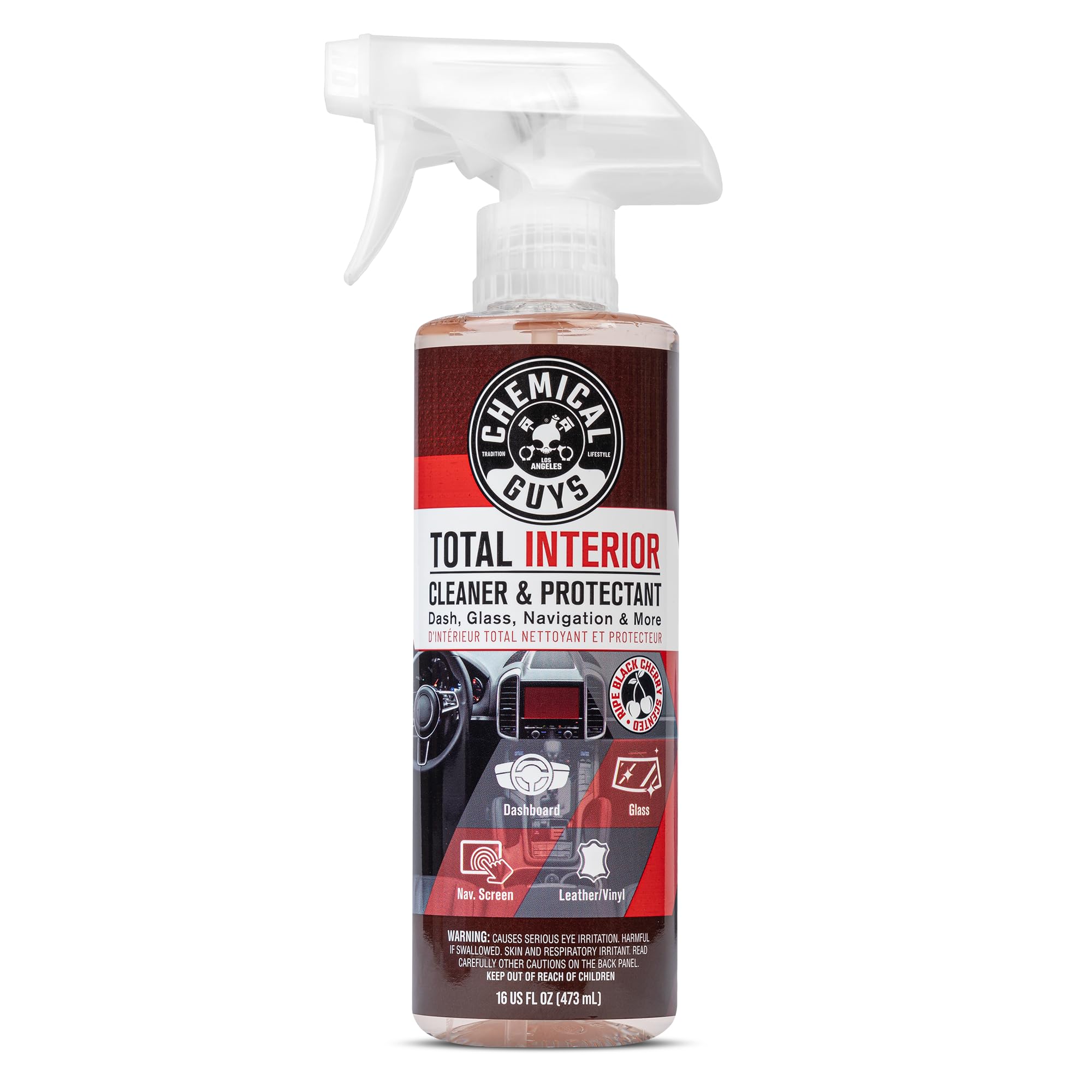 Chemical Guys SPI22516 Total Interior Cleaner & Protectant (Safe on Dash, Leather, Vinyl, Plastics, Trim, Glass, Fabric & More), 16 Fl Oz (Pack of 1) (Black Cherry Scent)
