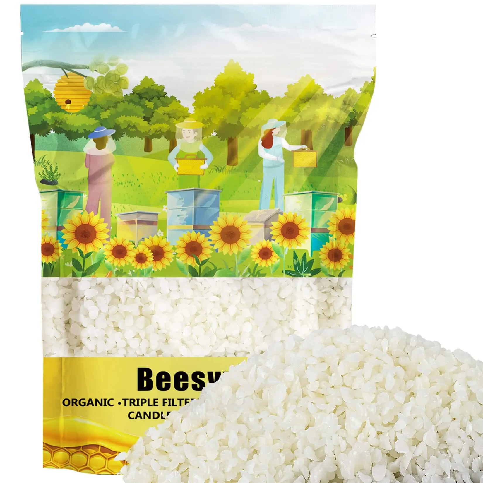 CARGEN White Beeswax Pellets - 428g(0.94lb) Bees Wax Pellets Melts Organic Beeswax for Skin, Bees Wax for Candles Making Triple Filtered for Lip Balm Lotion and Soap Making Supplies