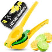 Zulay Kitchen Metal 2-in-1 Lemon Squeezer - Sturdy Max Extraction Hand Juicer Lemon Squeezer Gets Every Last Drop - Easy to Clean Manual Citrus Juicer - Easy-Use Lemon Juicer Squeezer - Yellow/Green