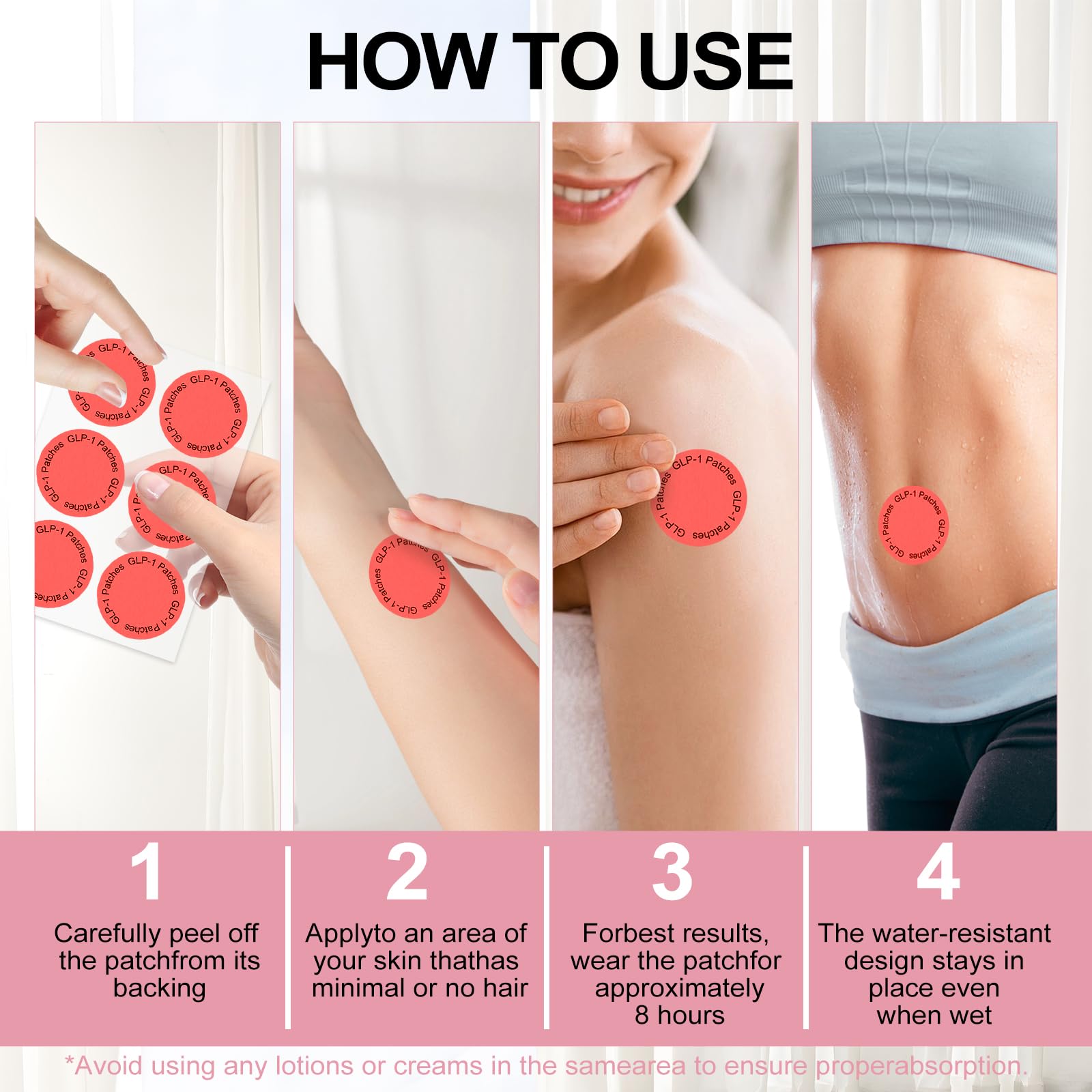 USHJNV GLP-1 Patch -8-Hour Long-Lasting Formula Support - Suitable for Men and Women's Body Care Patches - can be Applied to Various Parts of The Body -30 Pieces Set.