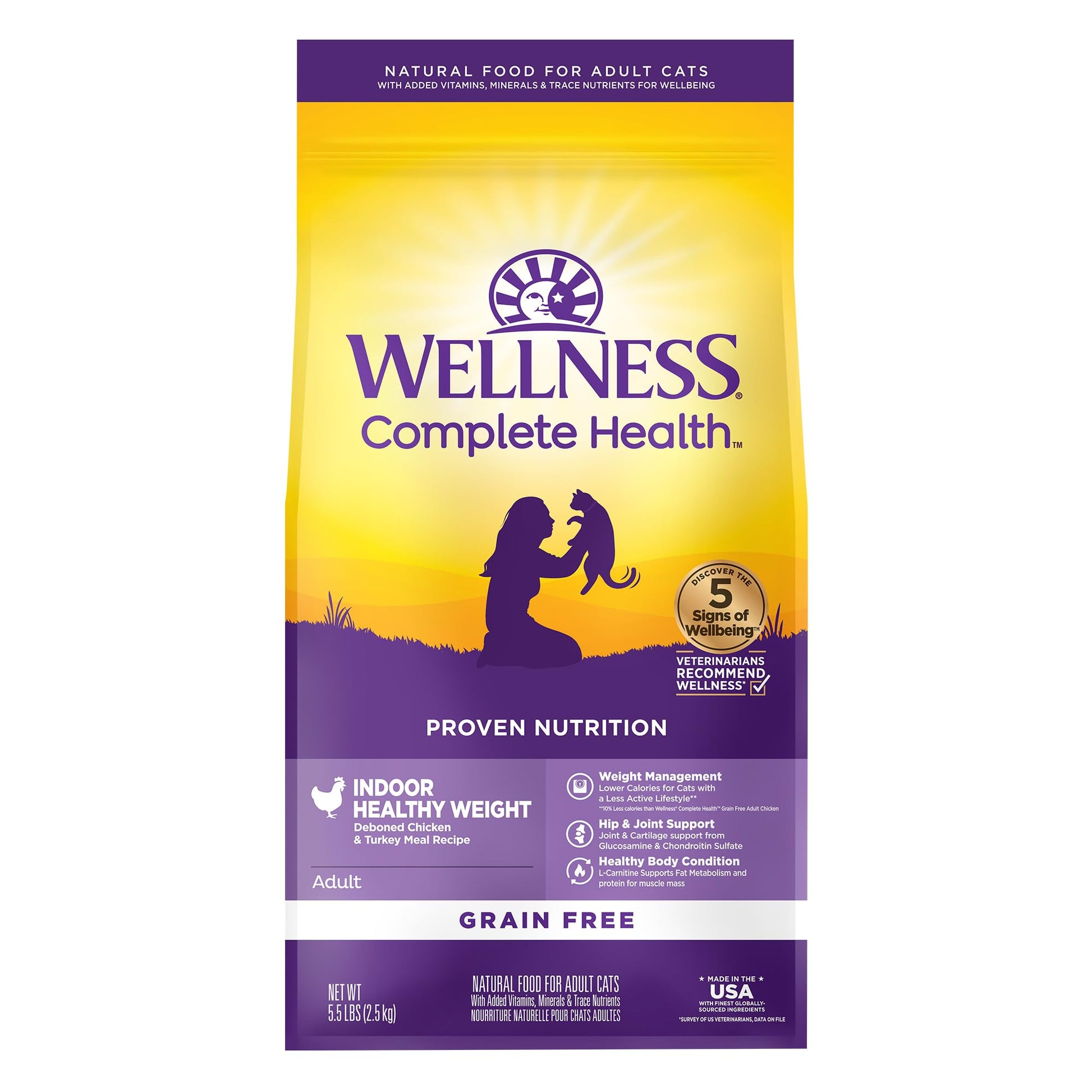 Wellness Natural Pet Food Complete Health Natural Grain Free Deboned Chicken & Chicken Meal Dry Kitten Food, 5.5 Pound Bag