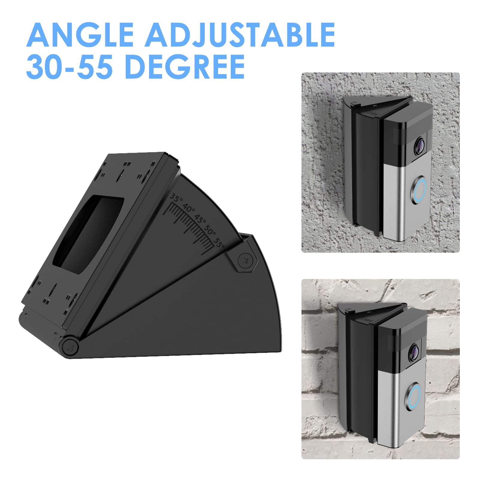RIOVO Adjustable 30 to 55 Degree Doorbell Angle Mount Compatible with Ring/Blink Video Doorbell/Battery Doorbell, Replacement Angle Adjustment Adapter Mounting Bracket Wedge Kit