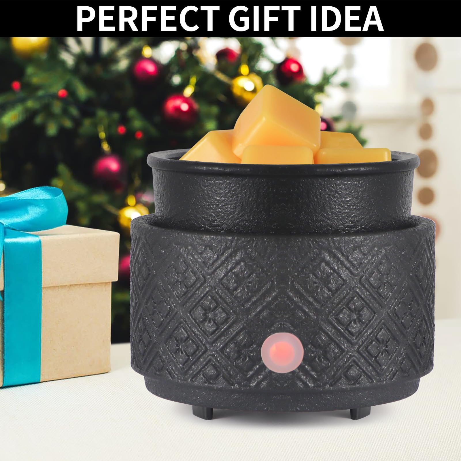 mocosa Wax Melt Warmer for Scented Wax,3-in-1Ceramic Wax Warmer Fragrances Candle Oils, Home Fragrance Wax Burner,Electric Candle Warmer as Gift for Mom Women(Black)