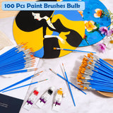 100Pcs Small Paint Brushes Bulk, Anezus Flat Top Acrylic Classroom Brush for Kids Mini Paint Brushes for Touch Up Crafts Detail Painting